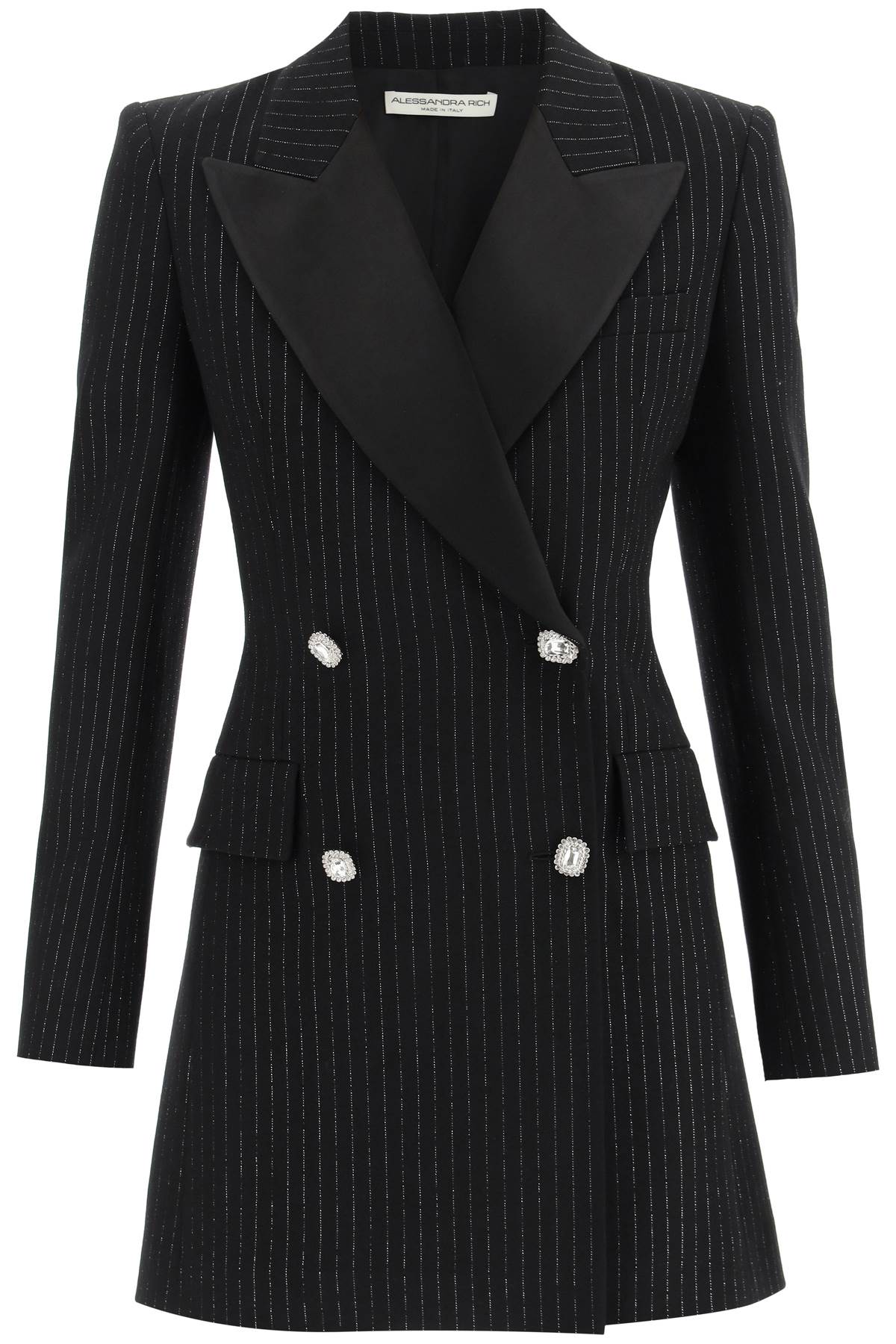 Shop Alessandra Rich Short Blazer Dress In Black Silver (black)