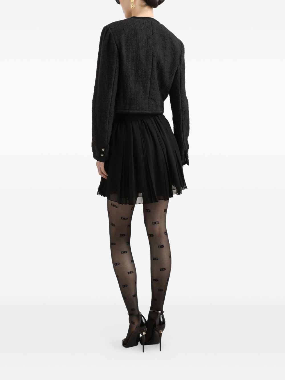 Dolce & Gabbana Cotton And Viscose Blazer With Animalier Print Lining In Black