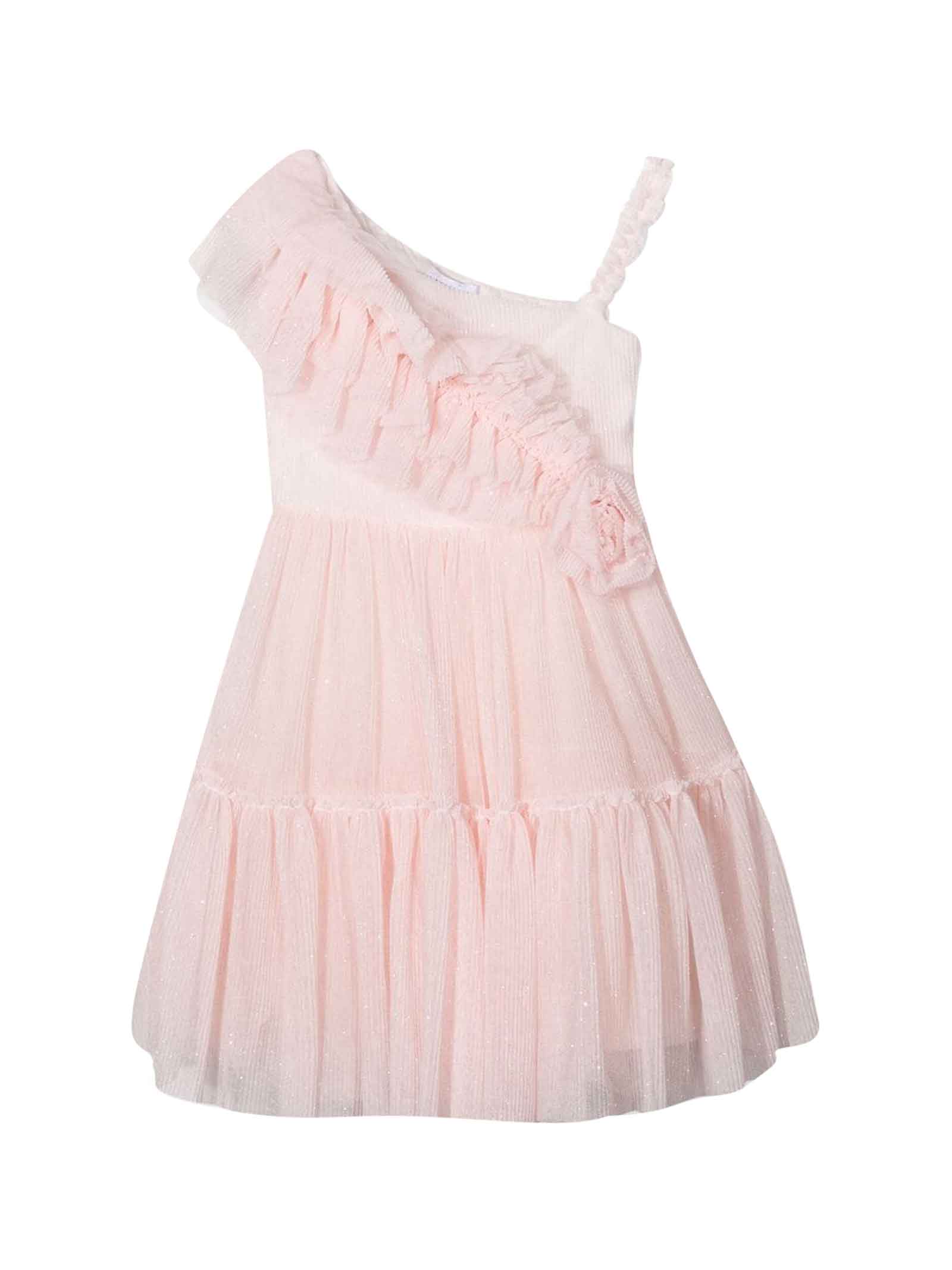 Monnalisa Girl Pink One-shoulder Dress