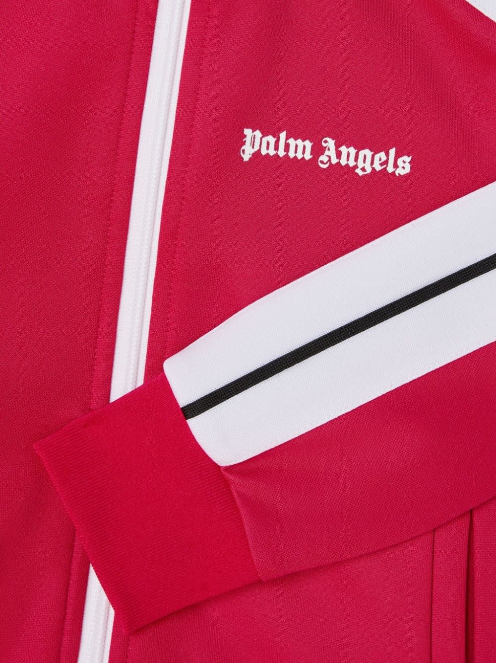 Shop Palm Angels Fuchsia Track Jacket With Zip And Logo In Pink