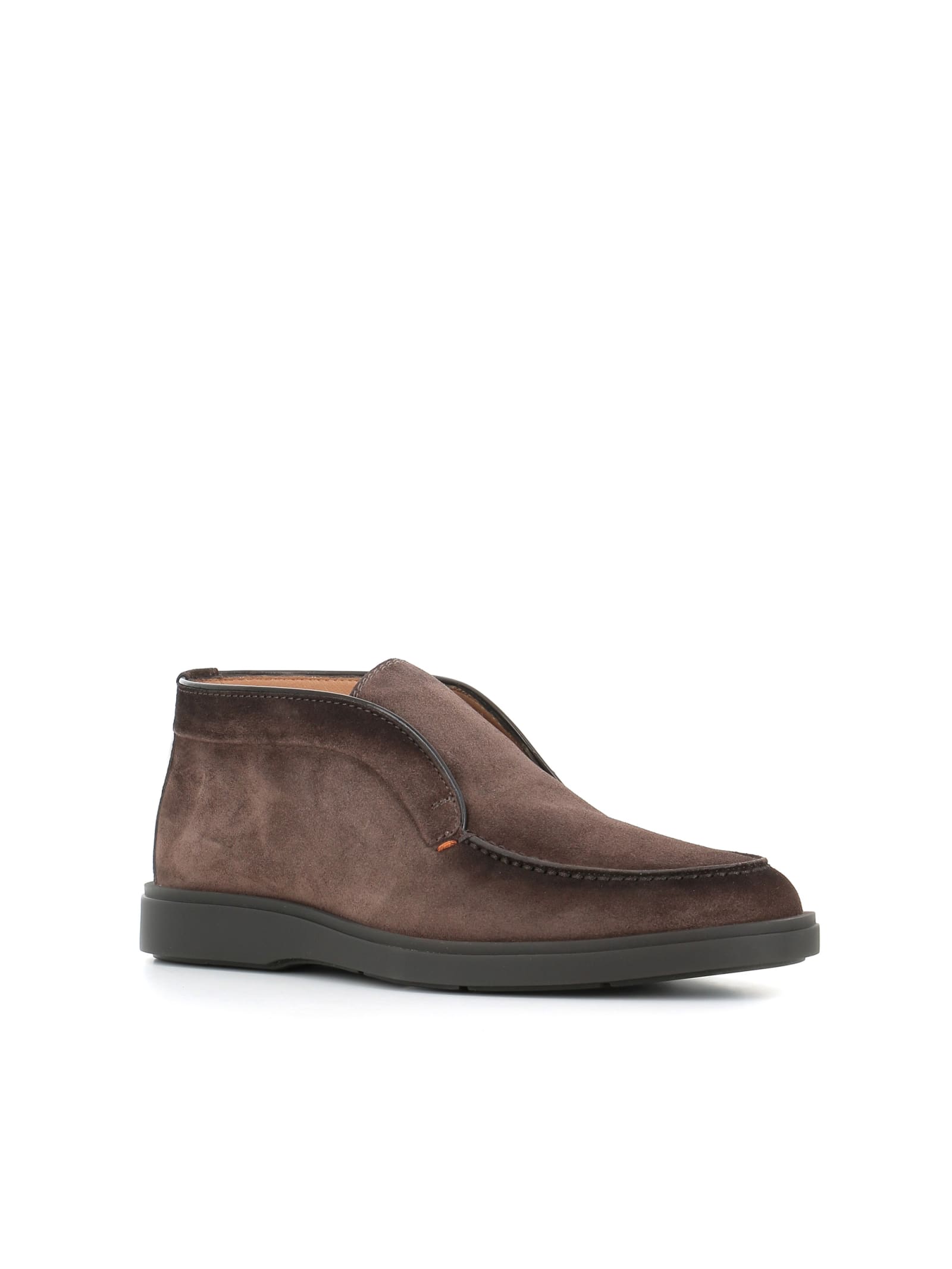 Santoni Desert Round-toe Slip-on Boots In Brown