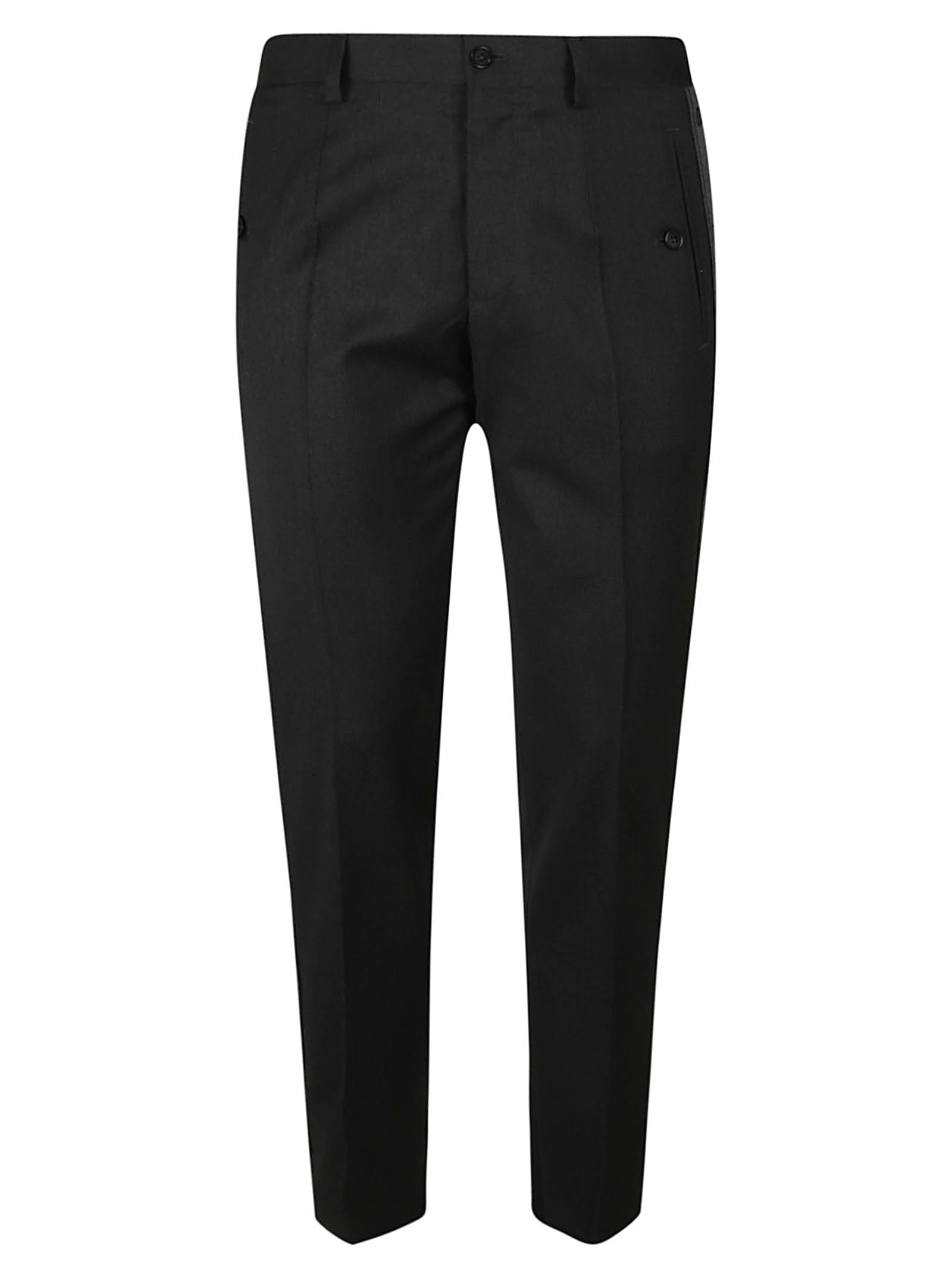 Shop Dolce & Gabbana Buttoned Side Pockets Regular Trousers In Mélange Grey
