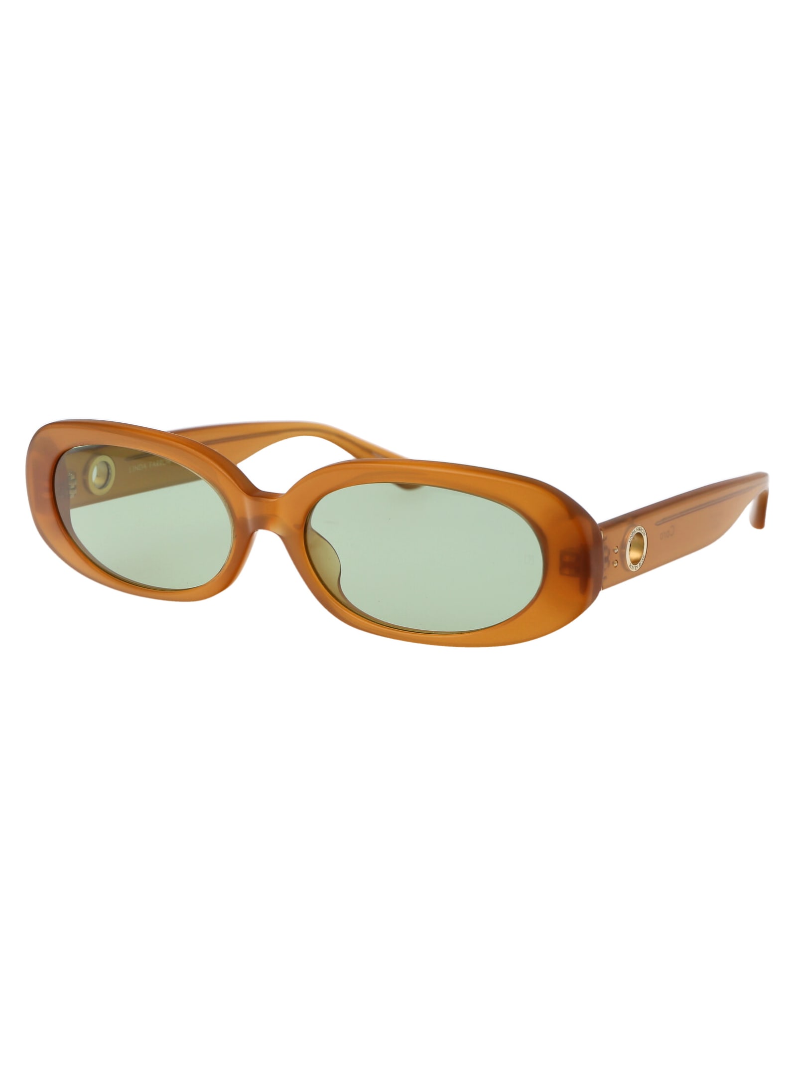 Shop Linda Farrow Cara Sunglasses In Honey/yellowgold/green