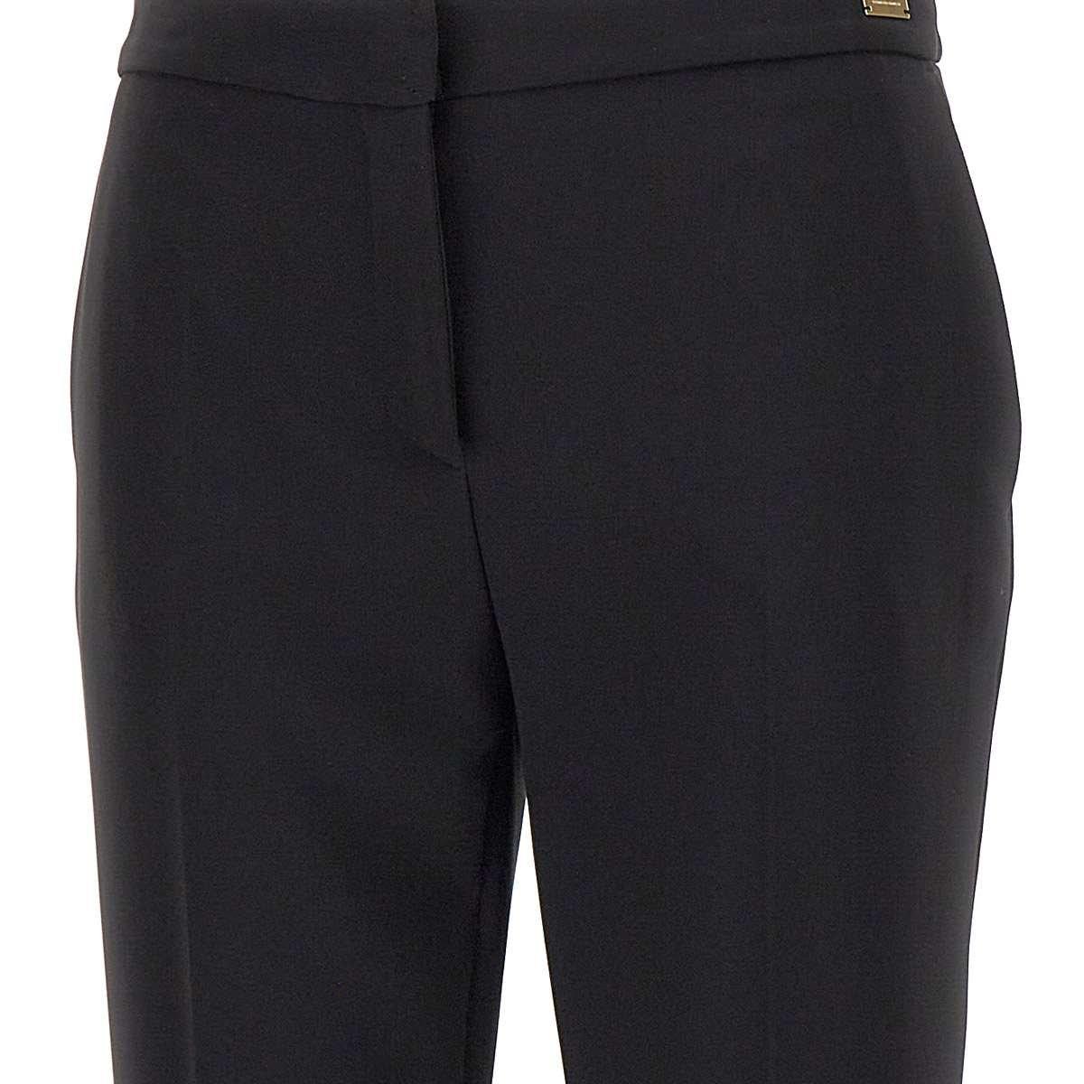 Shop Elisabetta Franchi Slits Cropped Crepe Trousers In Black