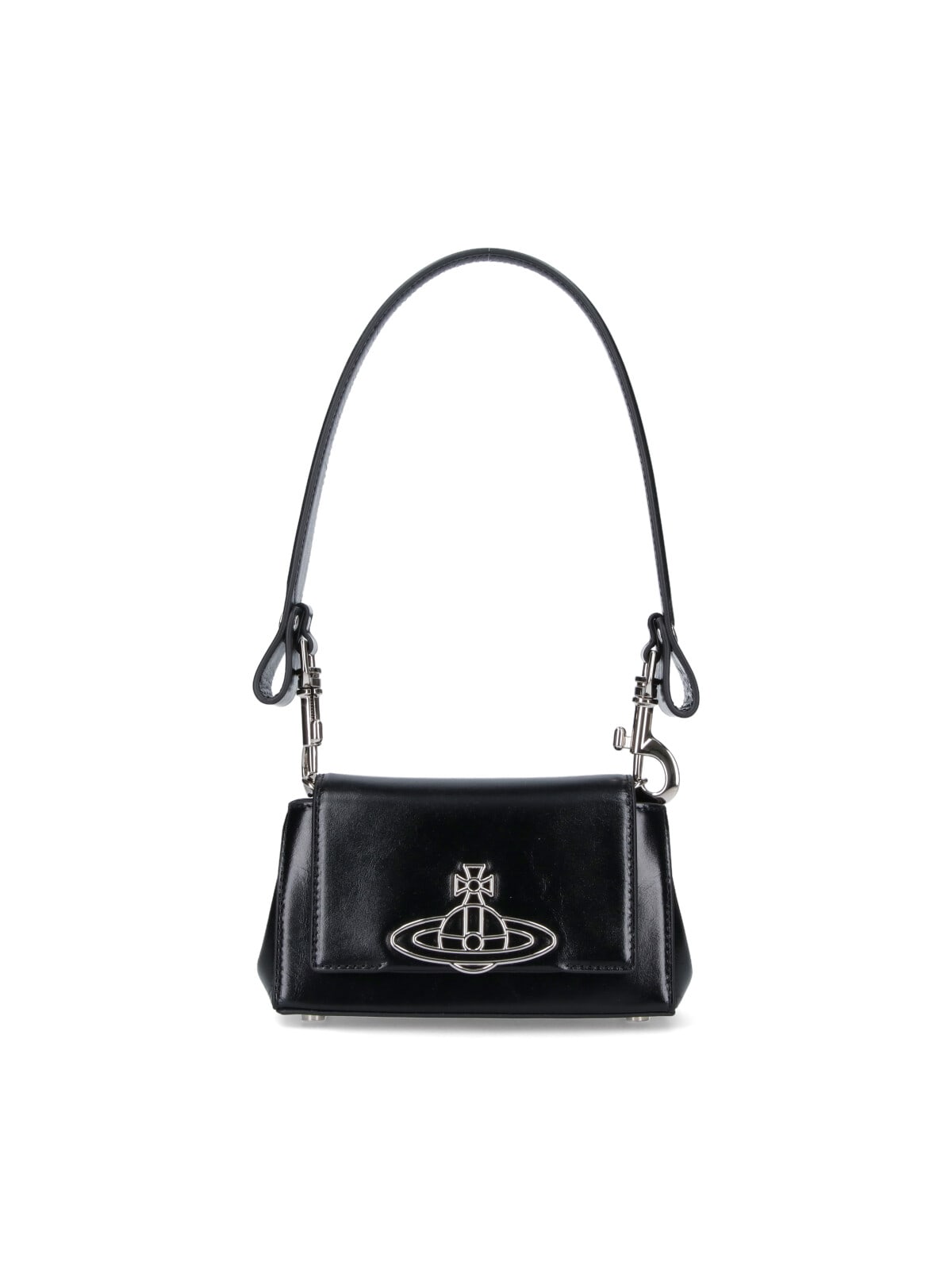 Vivienne Westwood Rectangular Black Handbag With Silver Emblem In Black