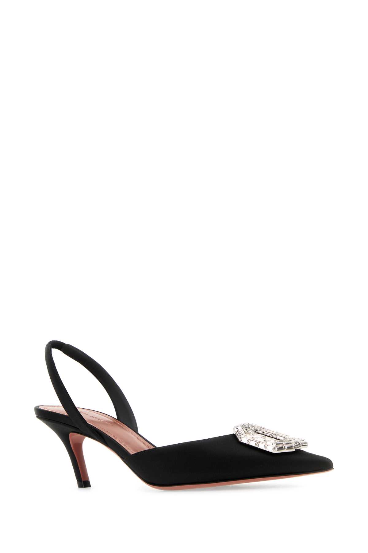 AMINA MUADDI BLACK SATIN CAMELIA 60 PUMPS 