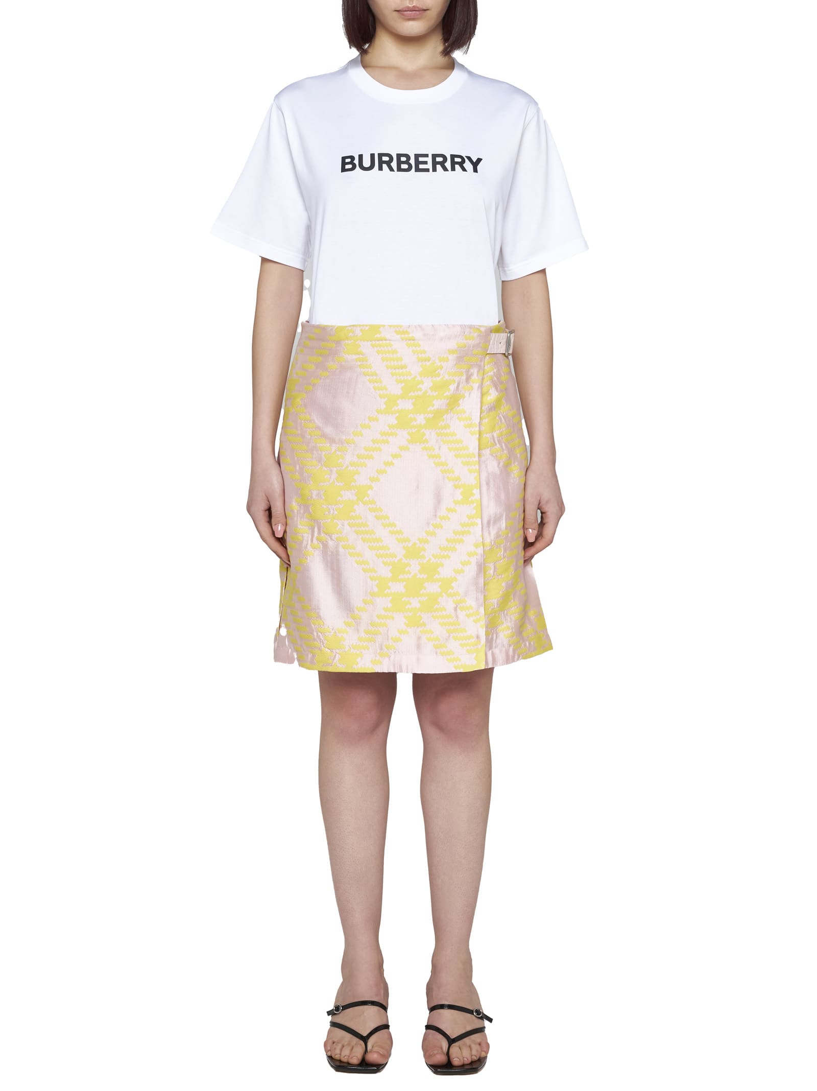 Shop Burberry Skirt In Sherbet Ip Check