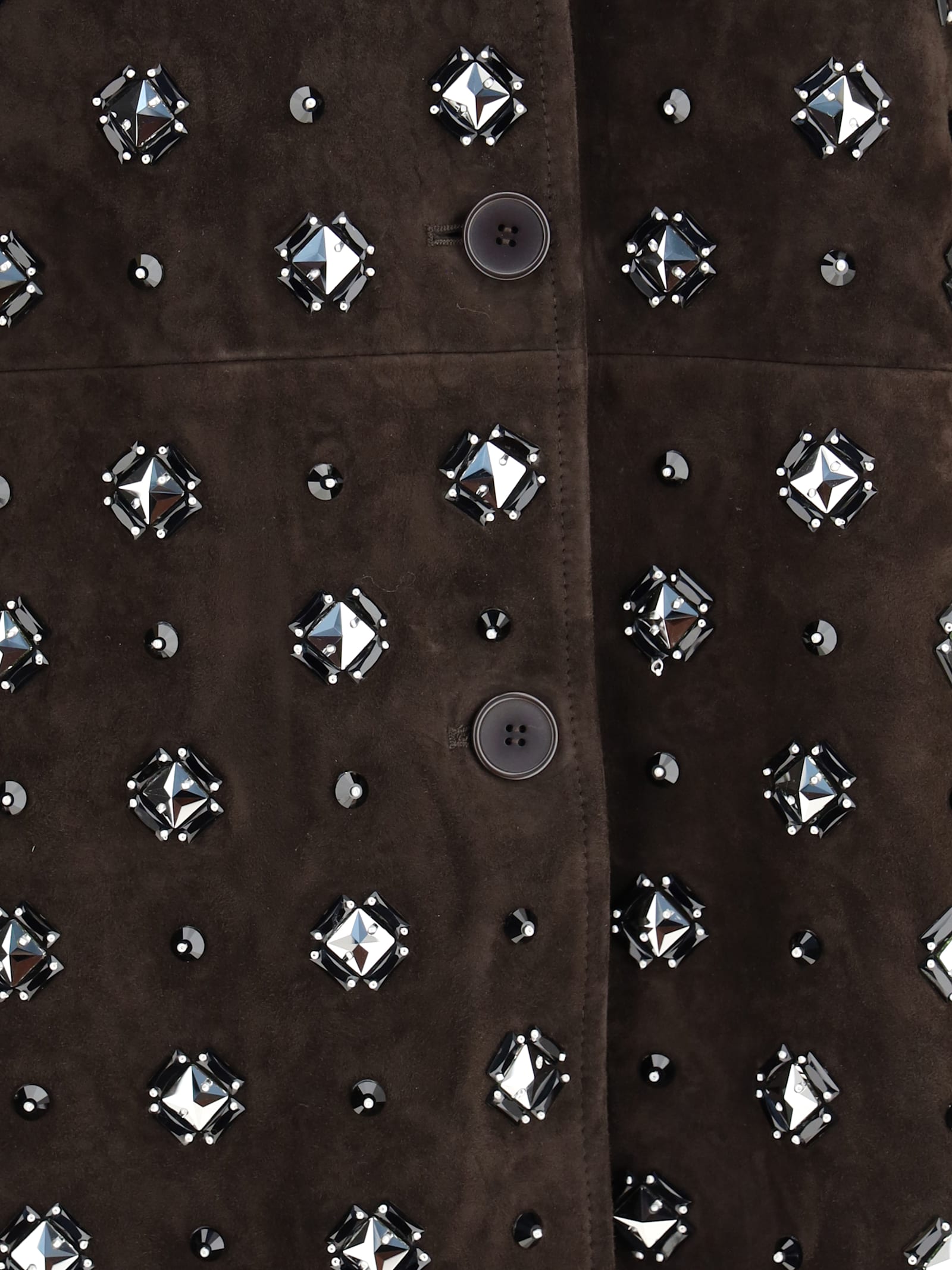 Sword 6.6.44 Goat Suede Leather Blazer With Stone Details In Brown