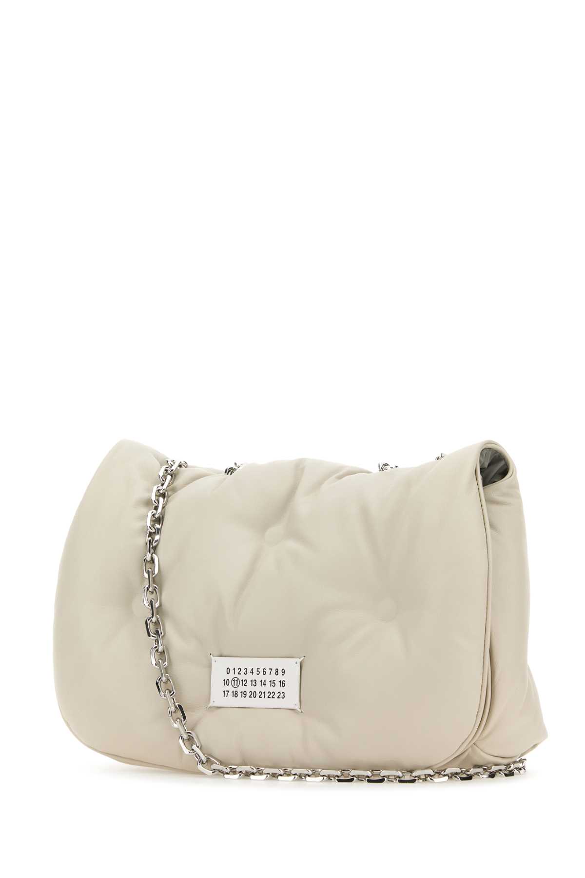 Shop Maison Margiela Chalk Nappa Leather Medium Glam Slam Shoulder Bag In Greige