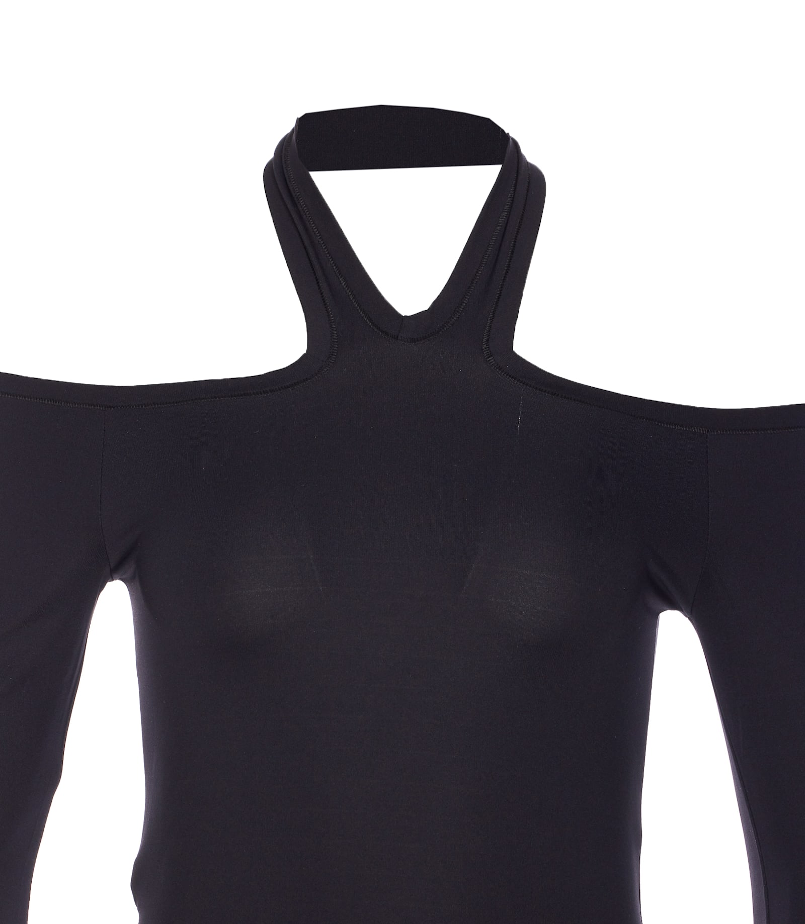 Pinko Long-sleeved Bodysuit With Open Shoulders In Blue