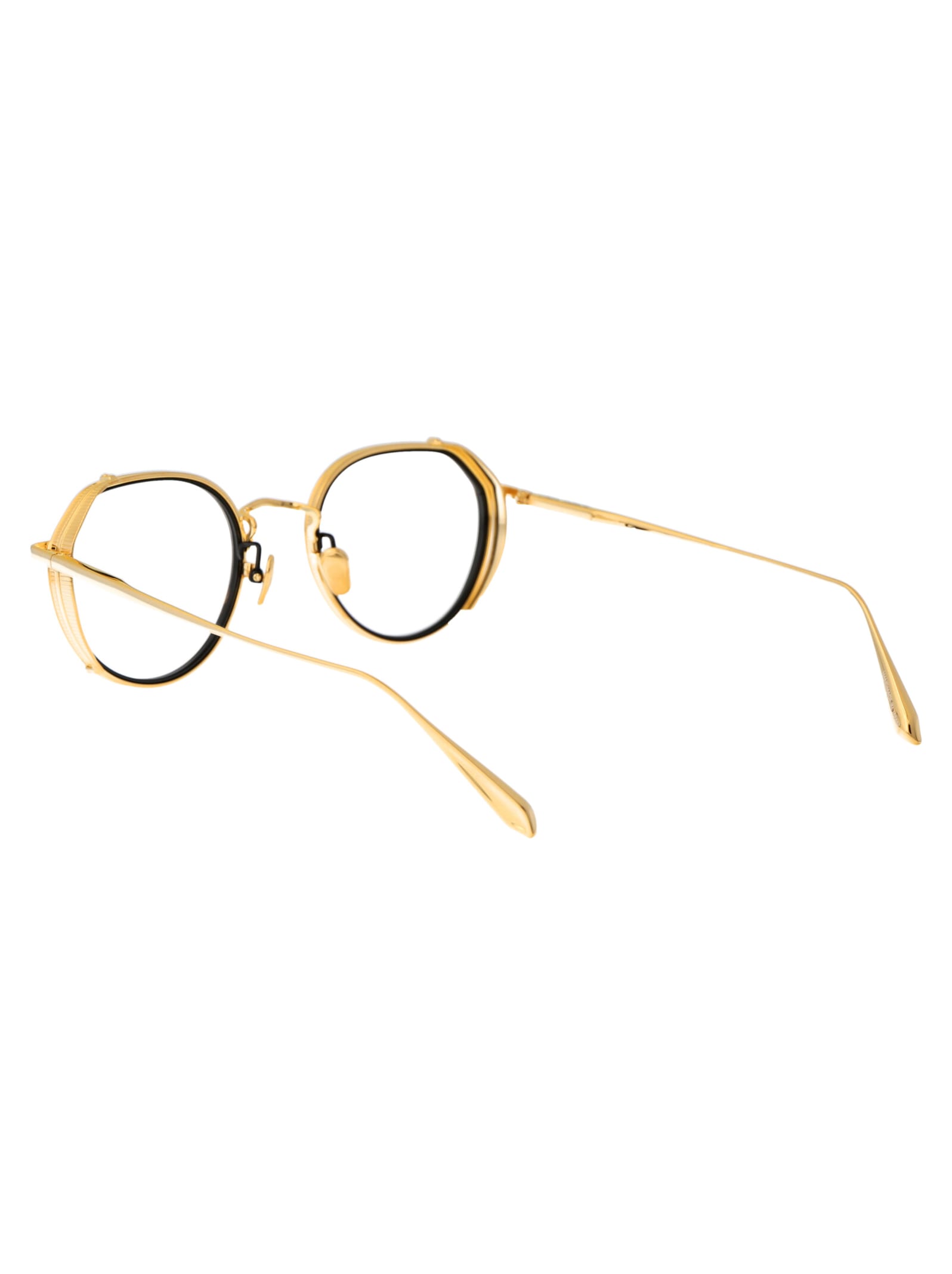 Shop Linda Farrow Falcon Glasses In Yellowgold/black/optical