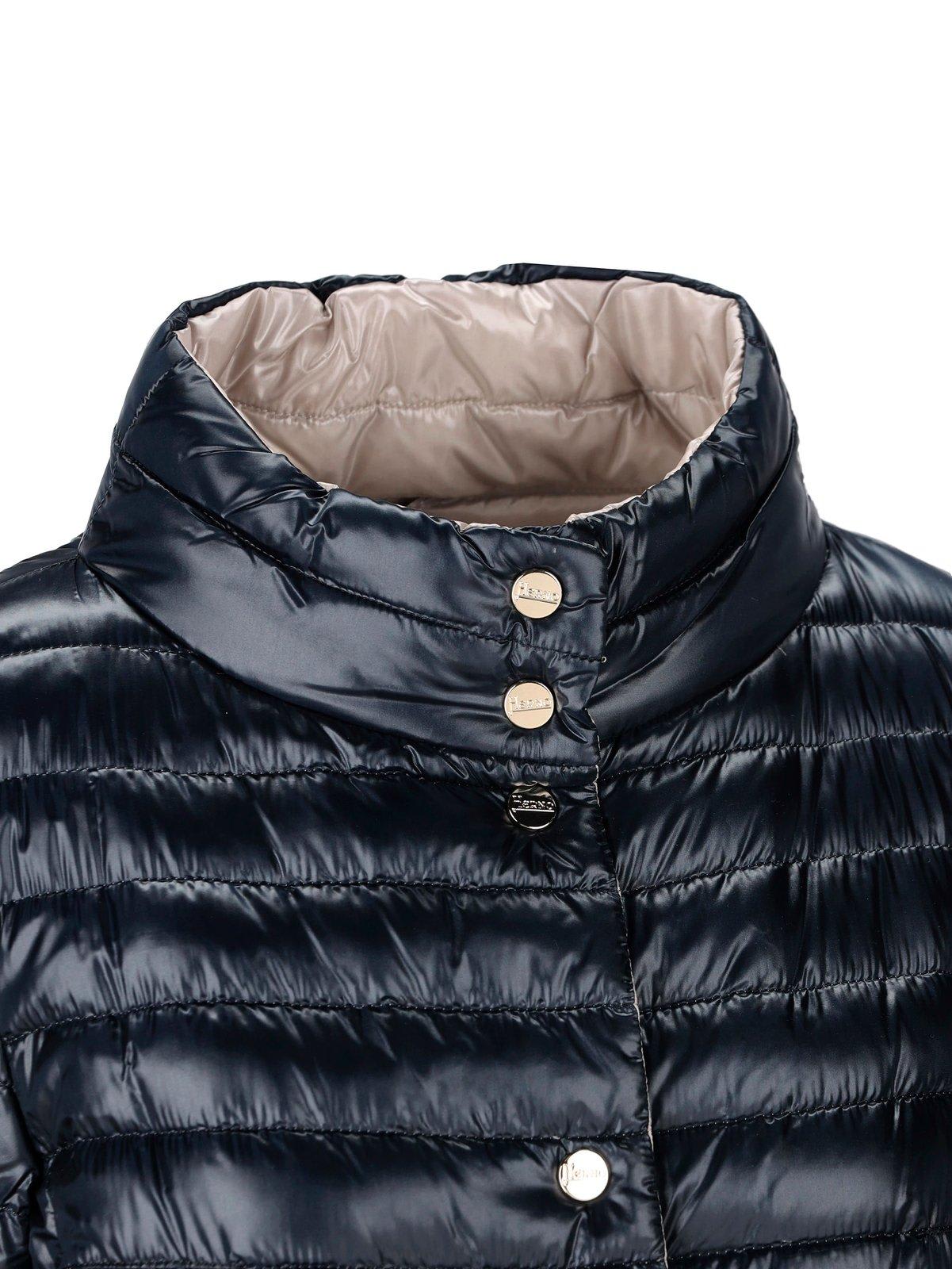 Shop Herno Reversible Button-up Padded Down Jacket In Blue