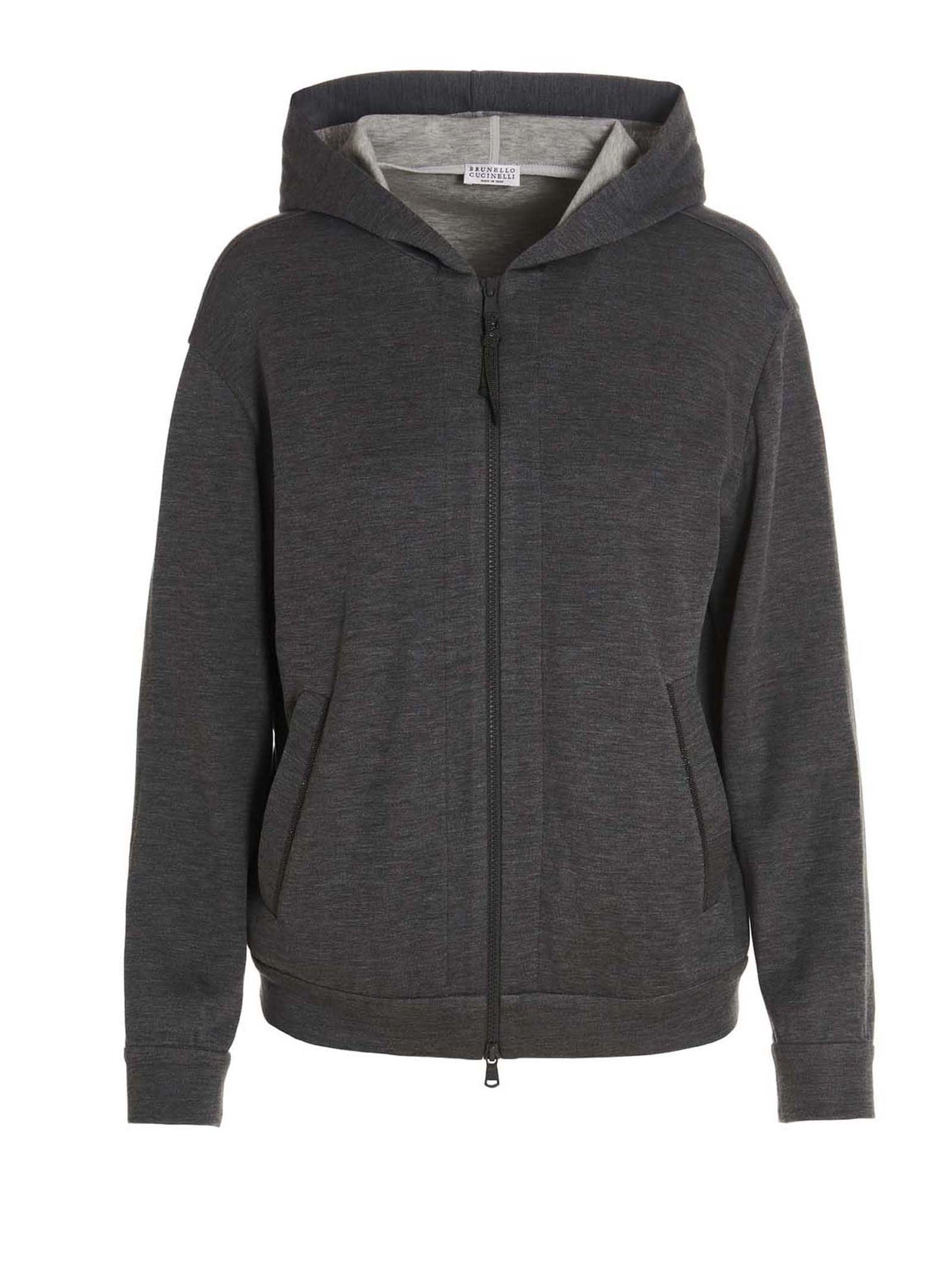 Shop Brunello Cucinelli Monile Hoodie In Grey