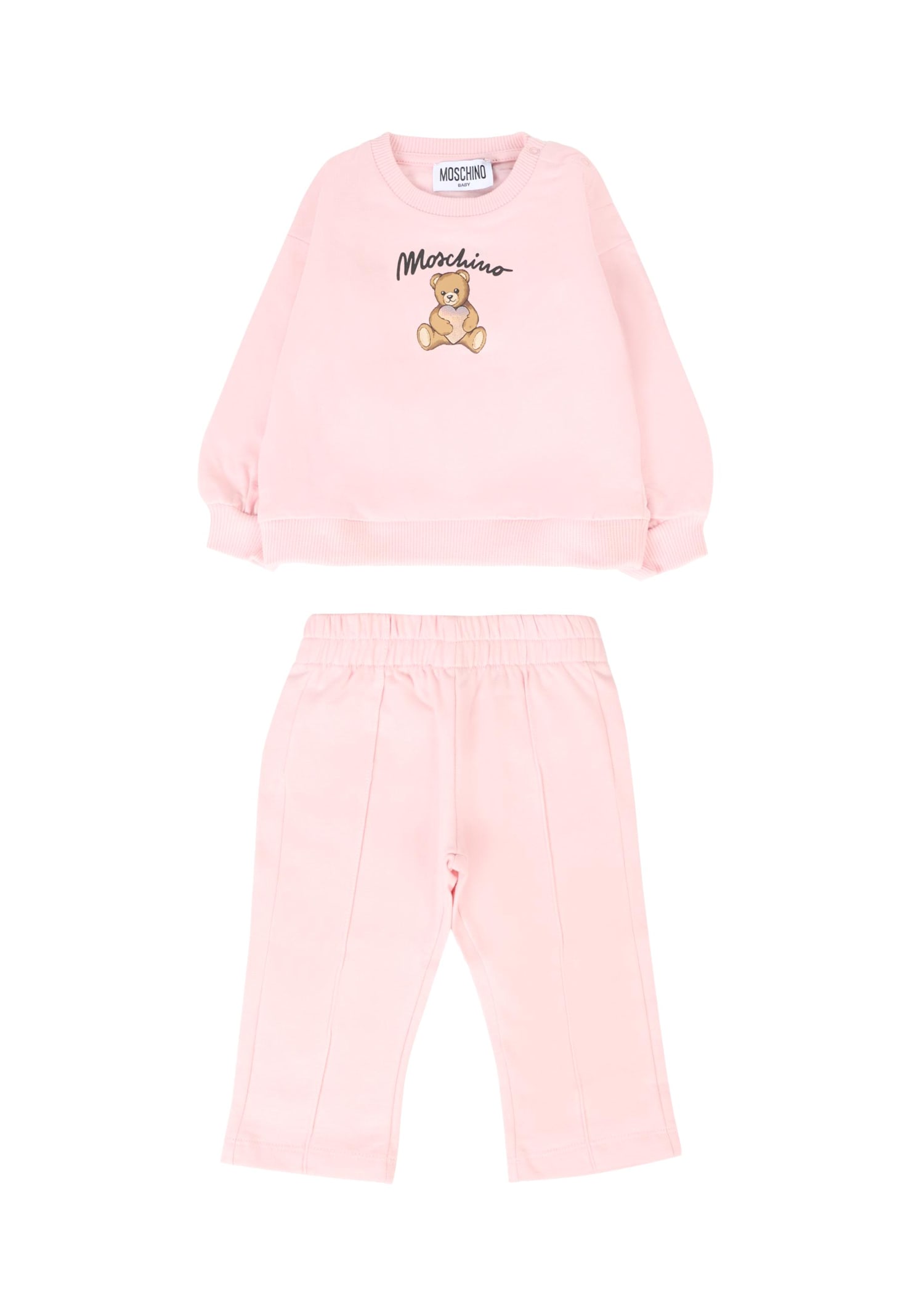 Moschino Pink Set For Baby Girl With Teddy Bear In Pink