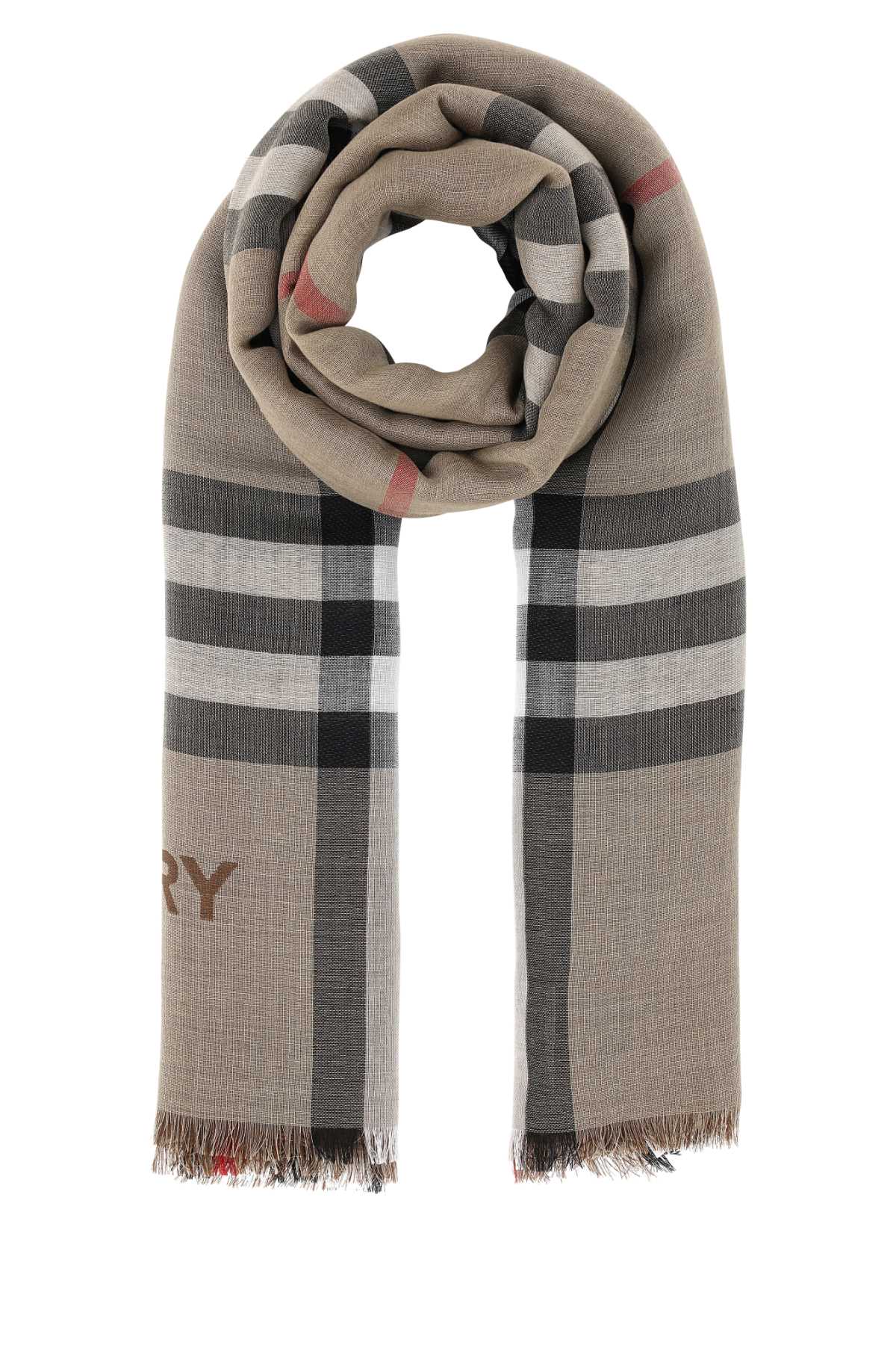 Burberry Embroidered Wool Blend Scarf