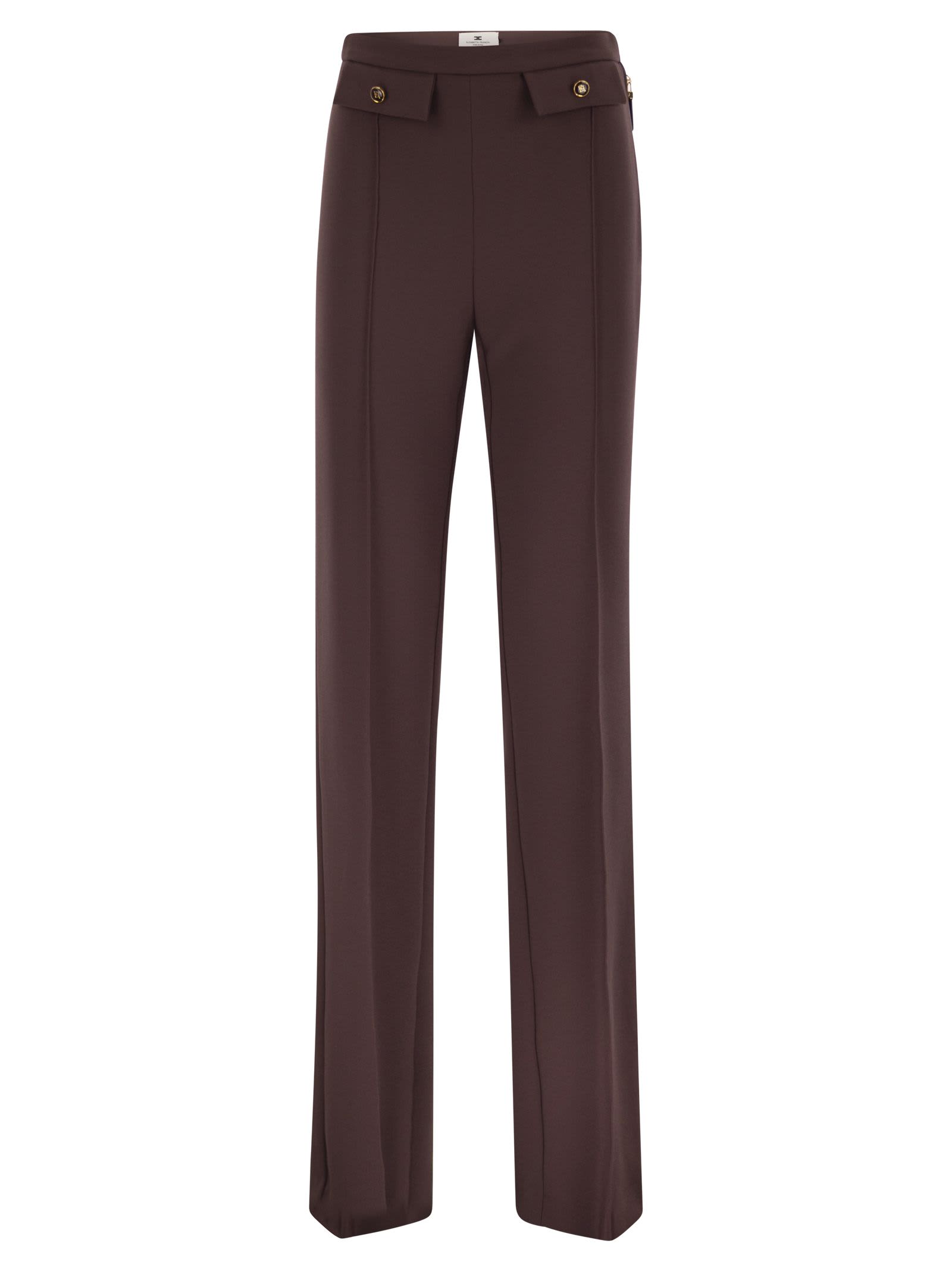 Elisabetta Franchi Flared Trousers With Button Details In Burgundy