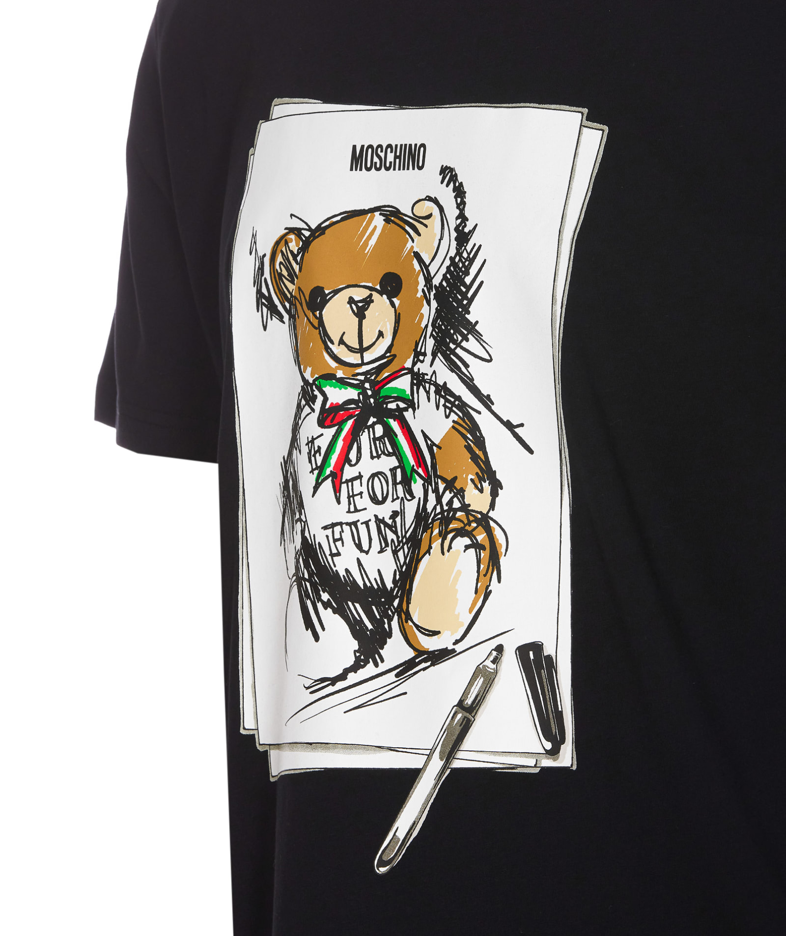 Shop Moschino Drawn Teddy Bear T-shirt In Black