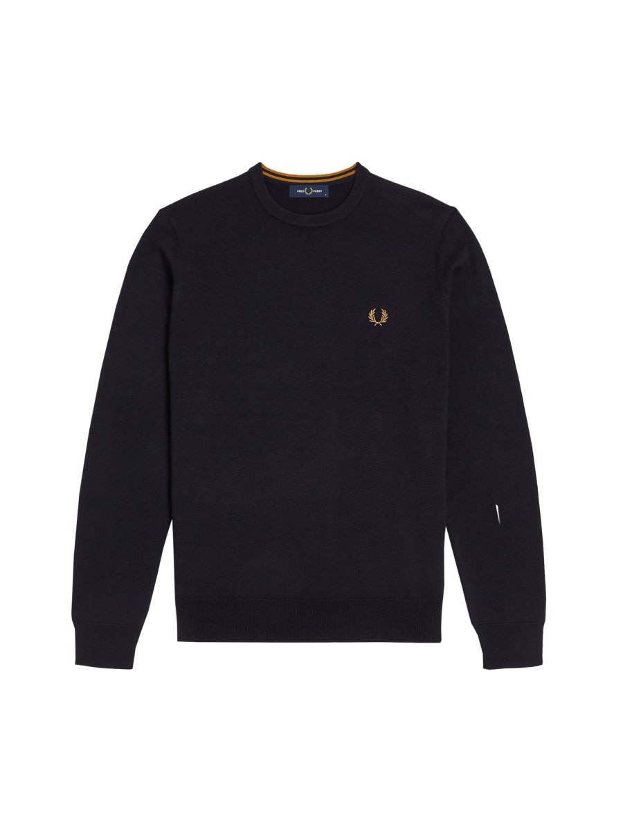 Fred Perry Mens Classic Crew Neck Jumper Nos In Blue
