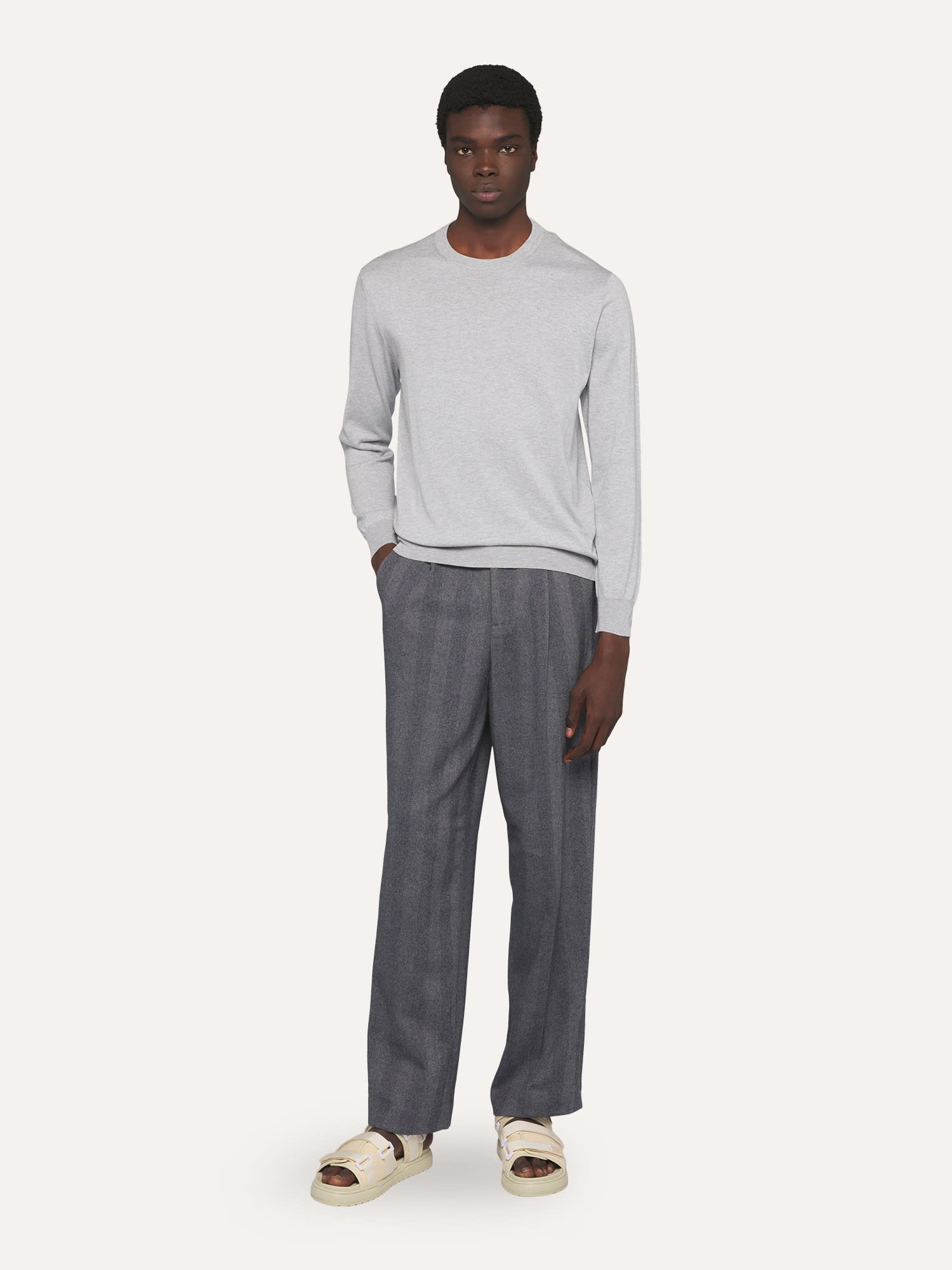 Ballantyne Silk And Cotton Sweater In Grey