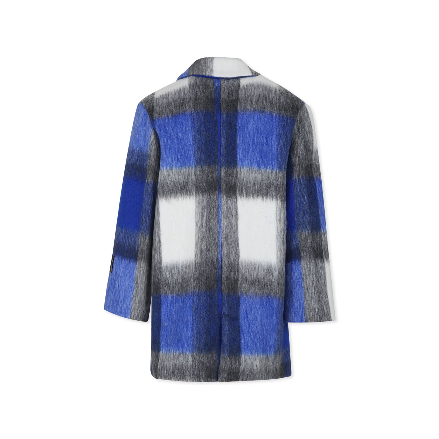 Msgm Blue Coat For Girl With Logo In Blue