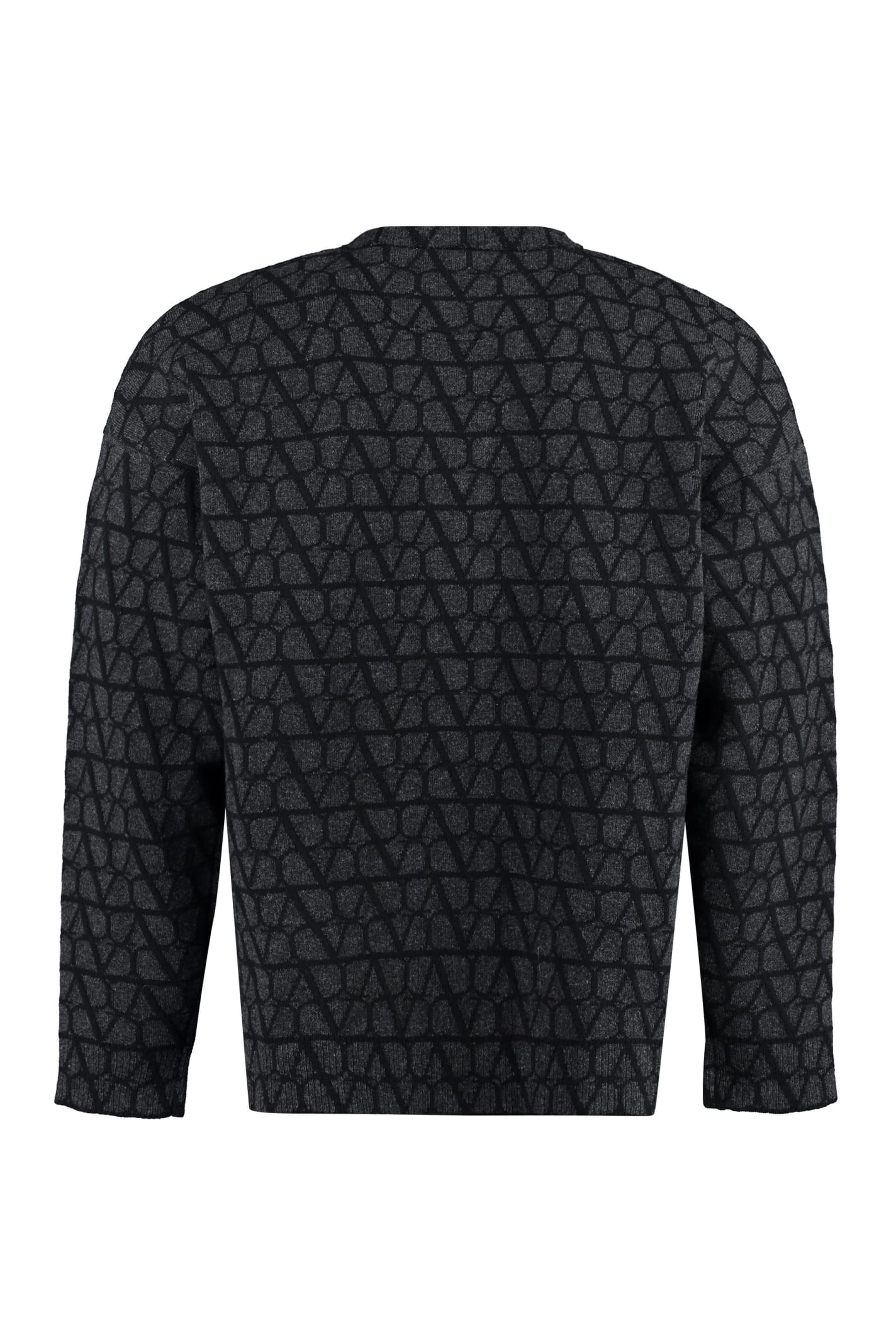 Shop Valentino Crew-neck Wool Sweater In Grey