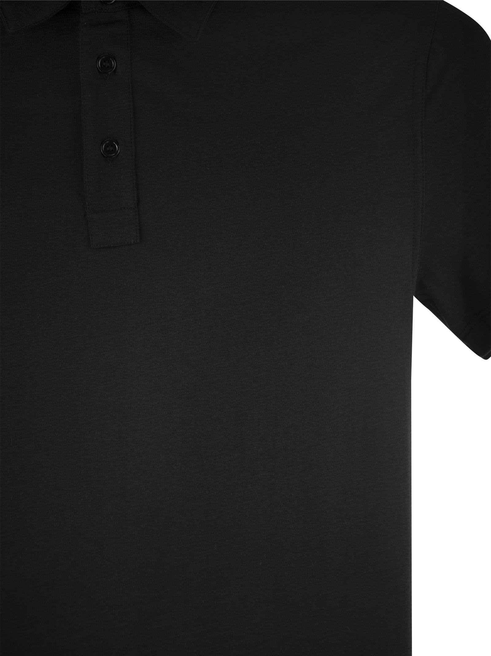 Shop Majestic Short-sleeved Polo Shirt In Lyocell In Black