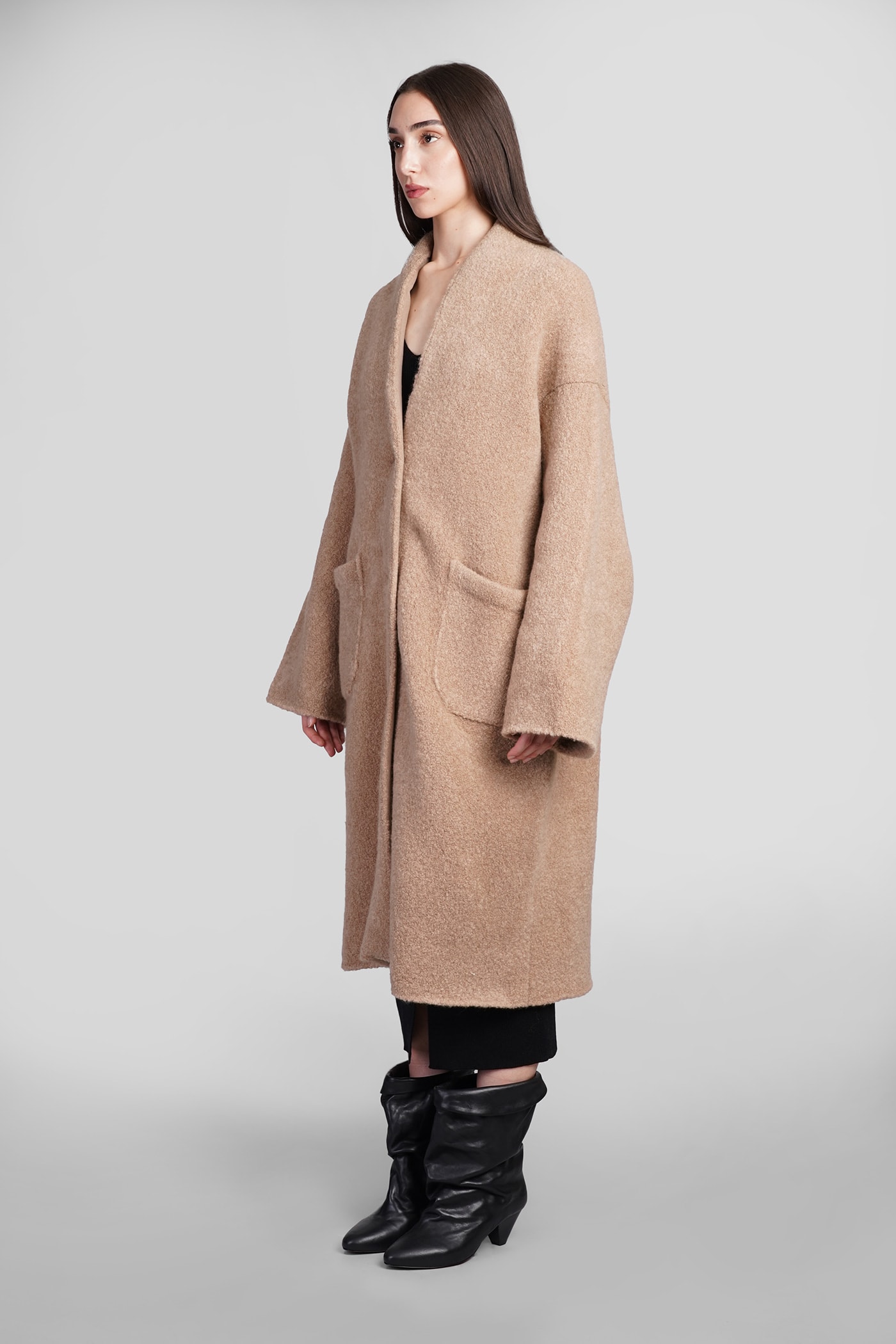 Shop Laneus Coat In Camel Wool