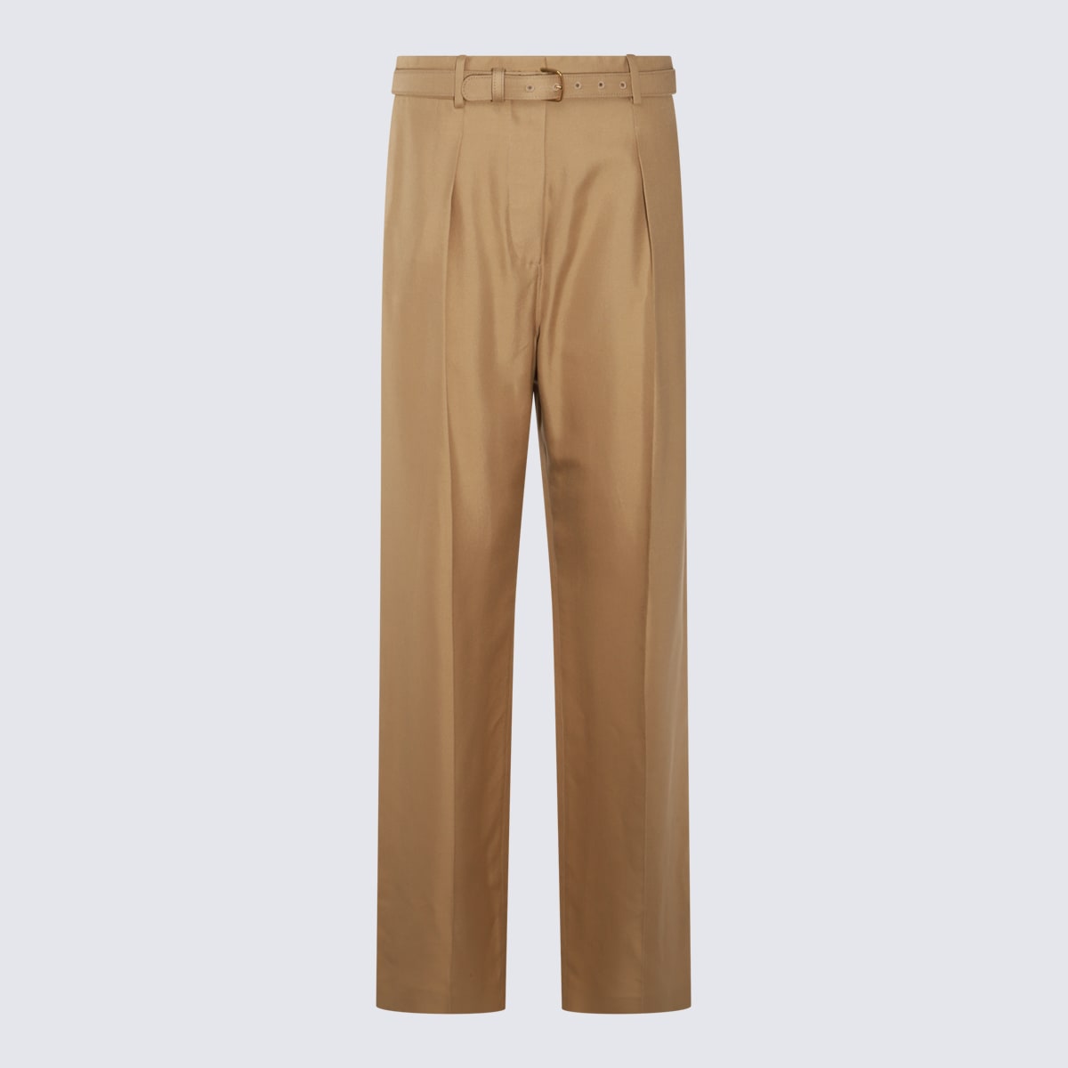 Beige Silk Pants