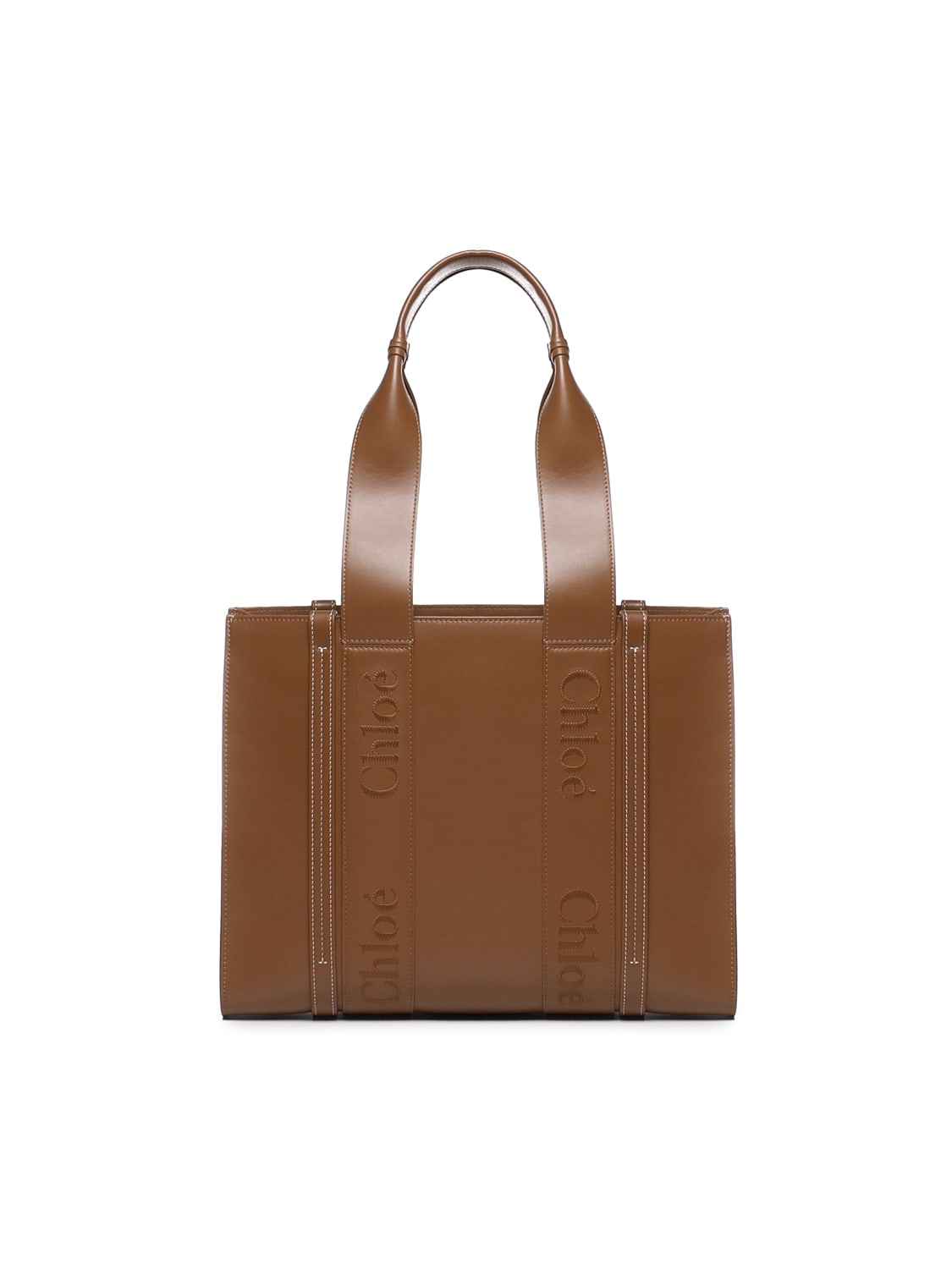 Shop Chloé Woody Midi Tote Bag In Brown