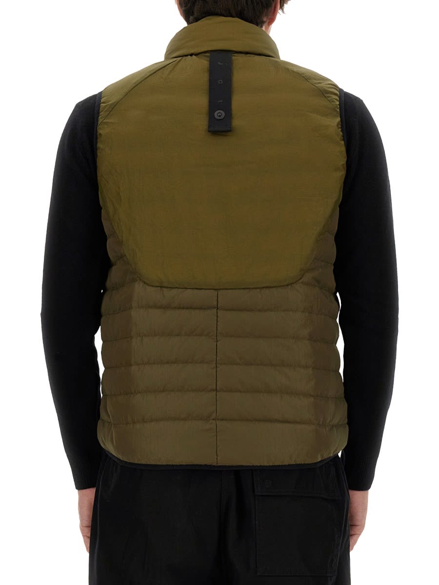 Jg1 Green Padded Vest With High Collar In Green