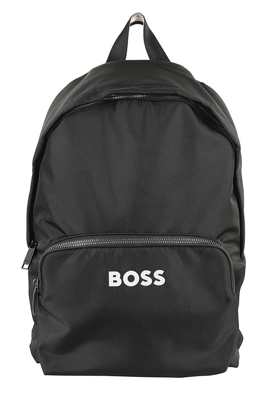Hugo Boss Black Adjustable-strap Contrast Logo Backpack In Black