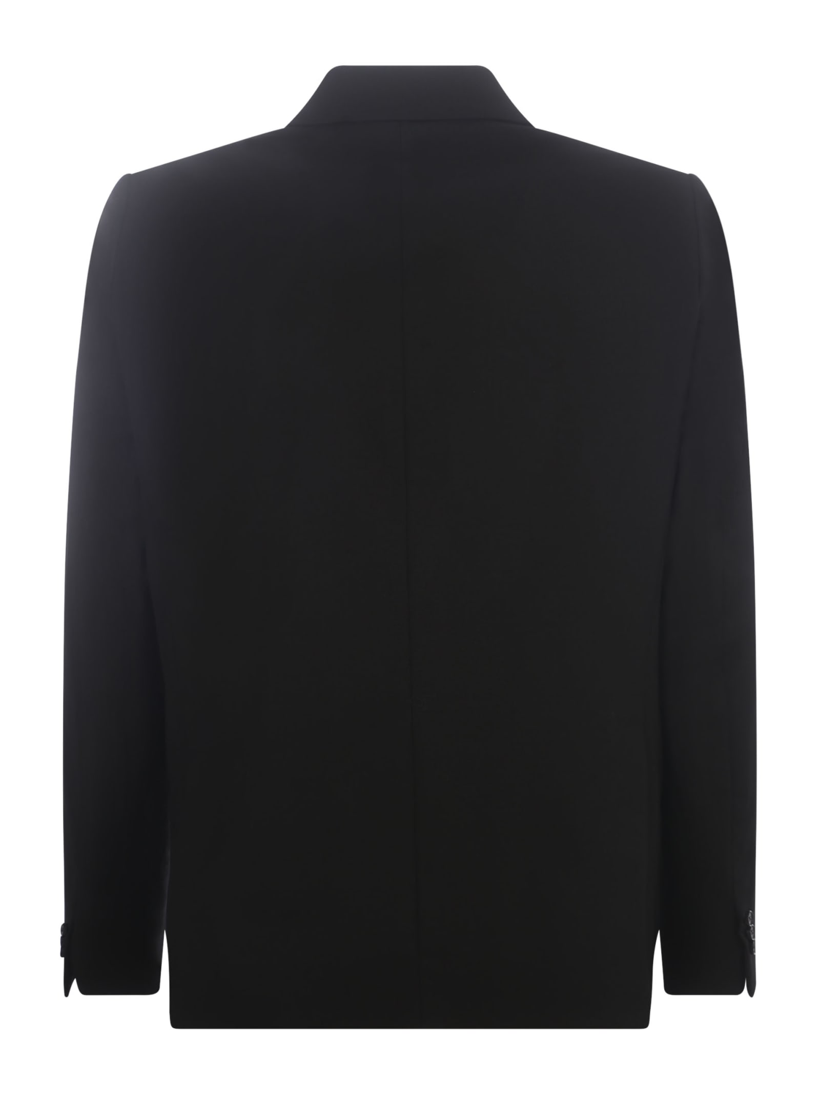 Shop Amaranto Double-breasted Jacket  In Wool Blend In Nero