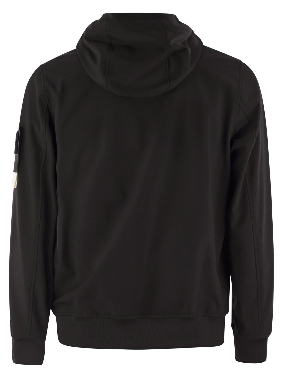 Shop Stone Island Zip-up Hooded Jacket In Black