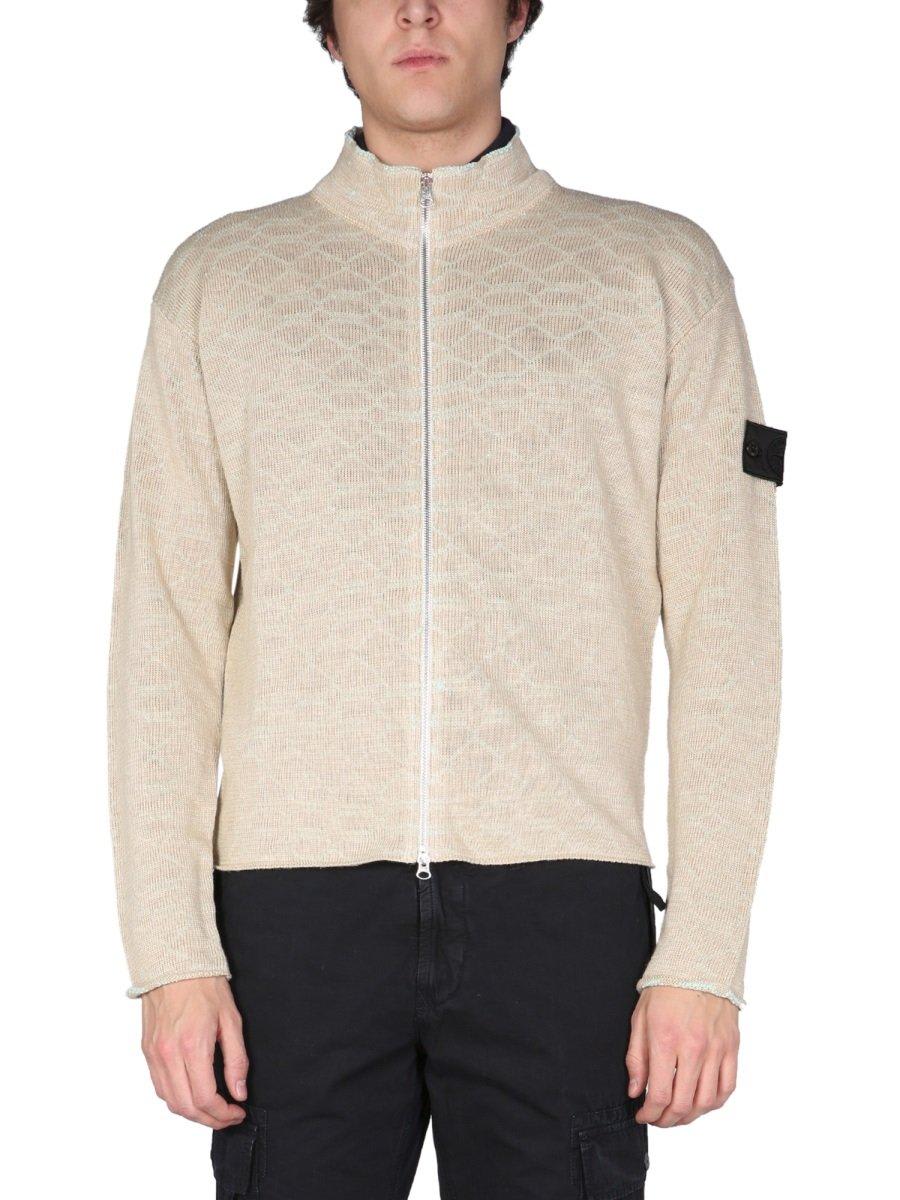 Shop Stone Island Shadow Project Compass Patch Zipped Jacket In Beige