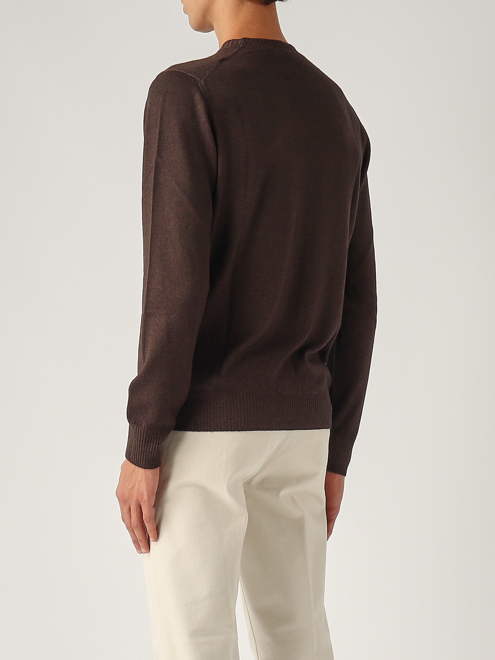 Shop Fay Girocollo Tinta In Capo Sweater In Testa Di Moro