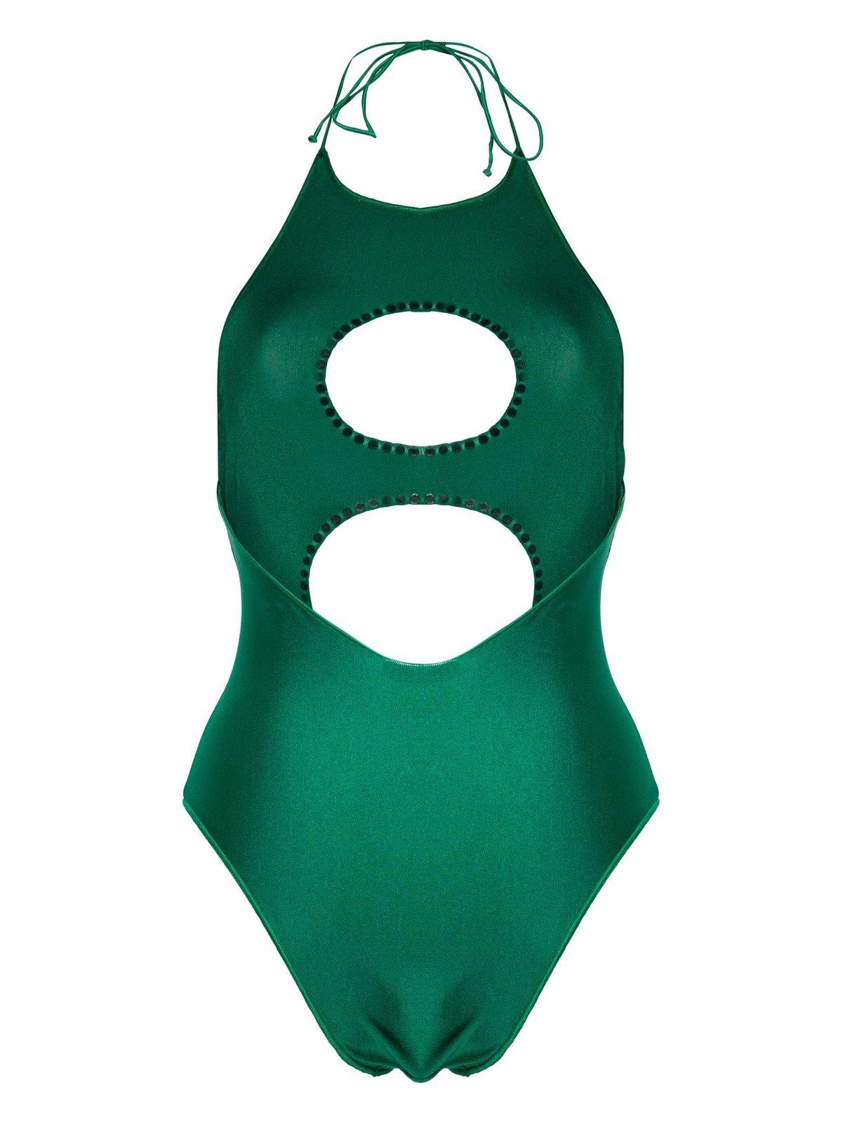 Shop Oseree Cut-out One-piece Swim Suit In Green