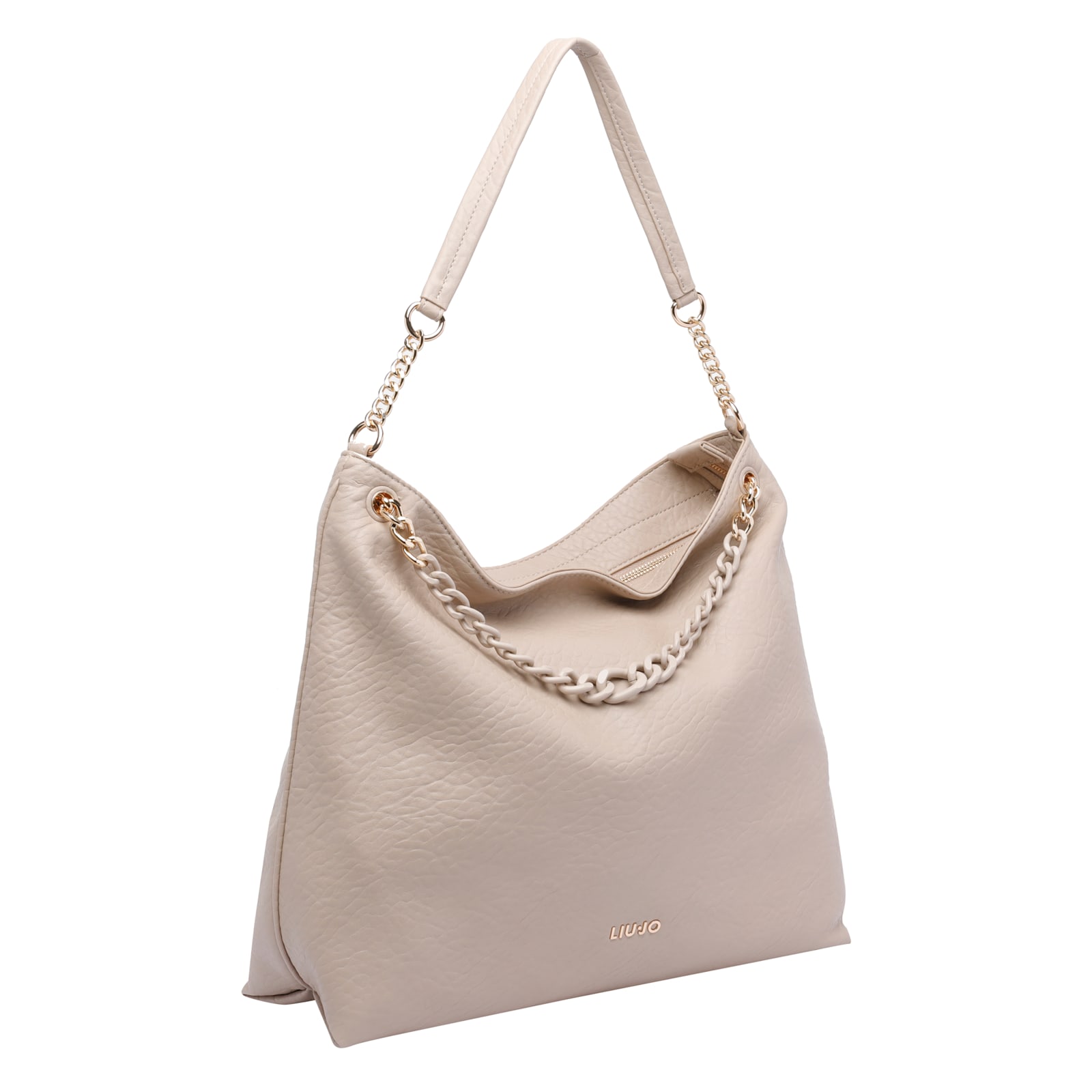 Liu •jo Medium Logo Hobo Bag In Sand