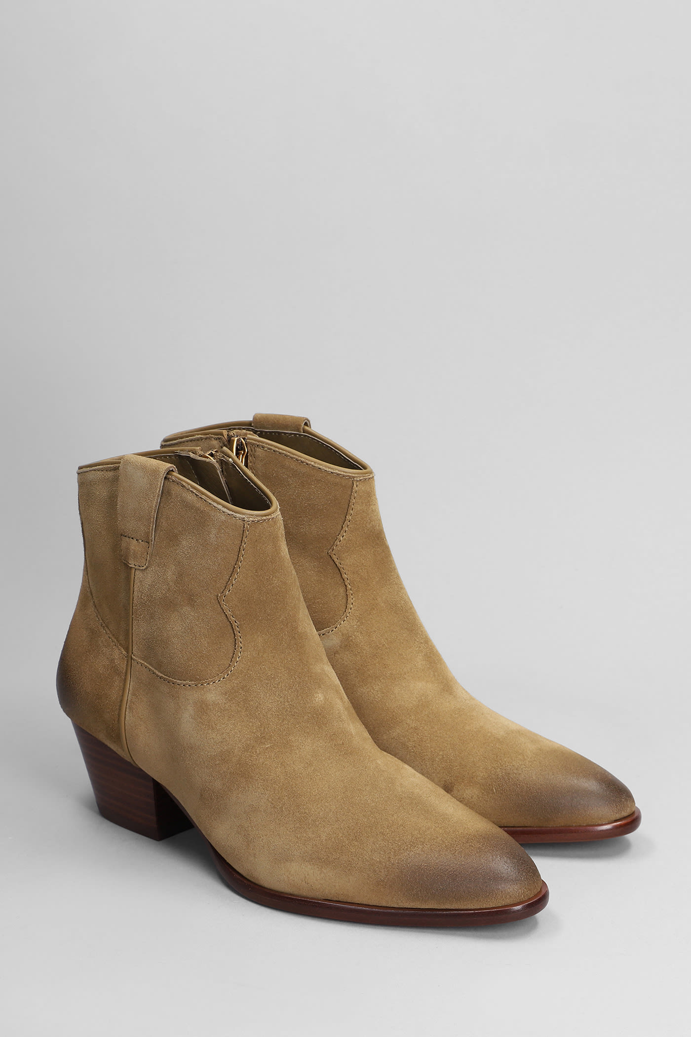 Shop Ash Fame Texan Ankle Boots In Brown Suede