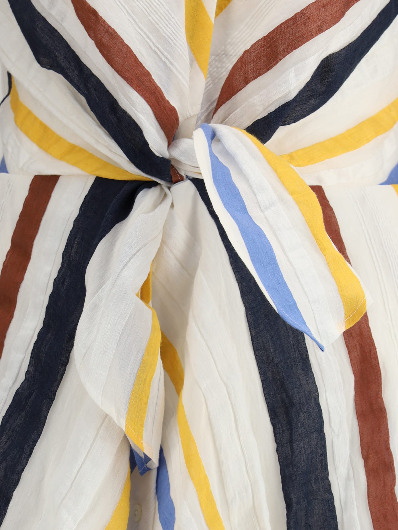Sara Roka Striped Midi Dress In Fluid Linen Stripes