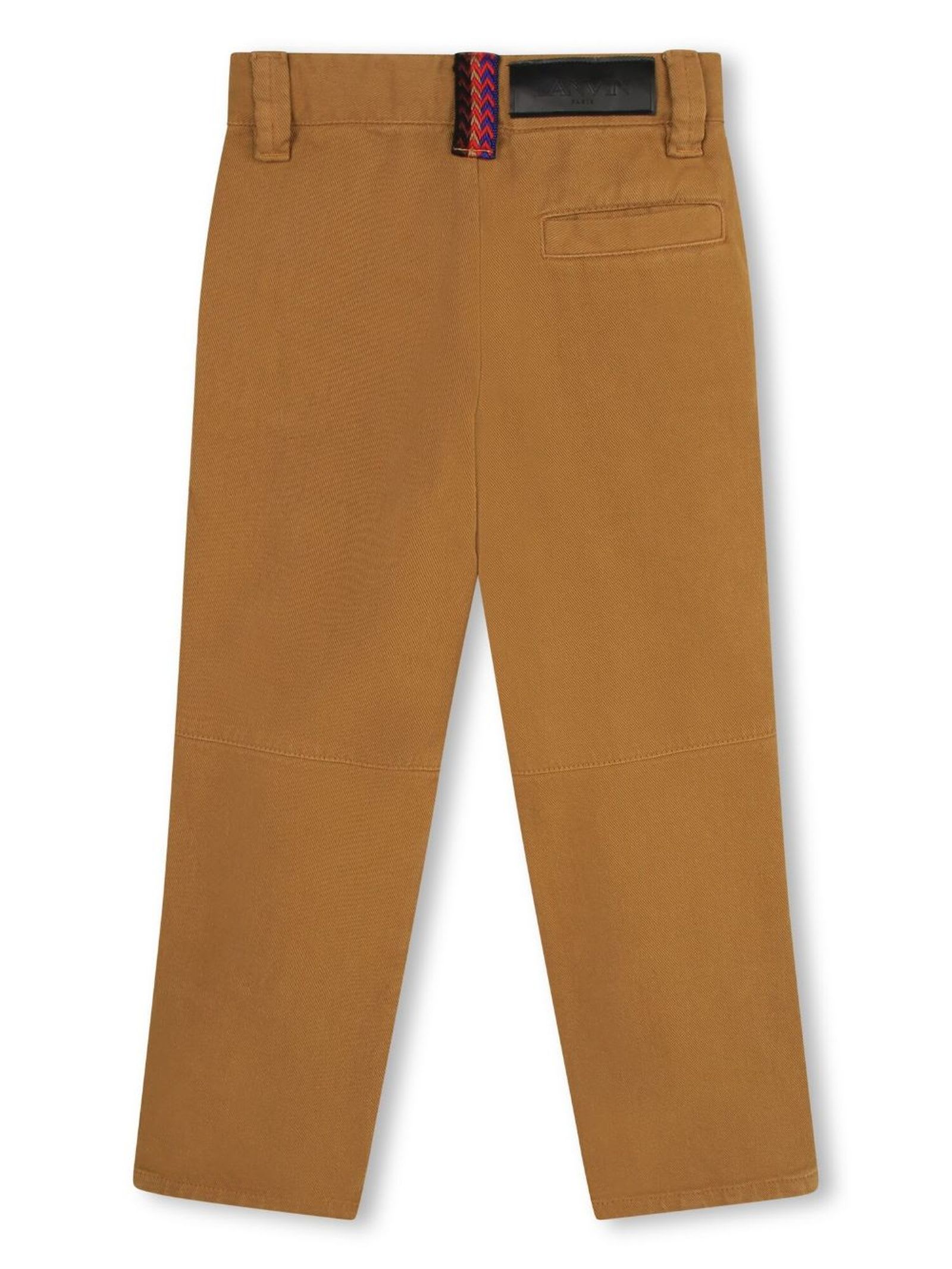 Shop Lanvin Butterscotch Brown Cotton Trousers In Beige
