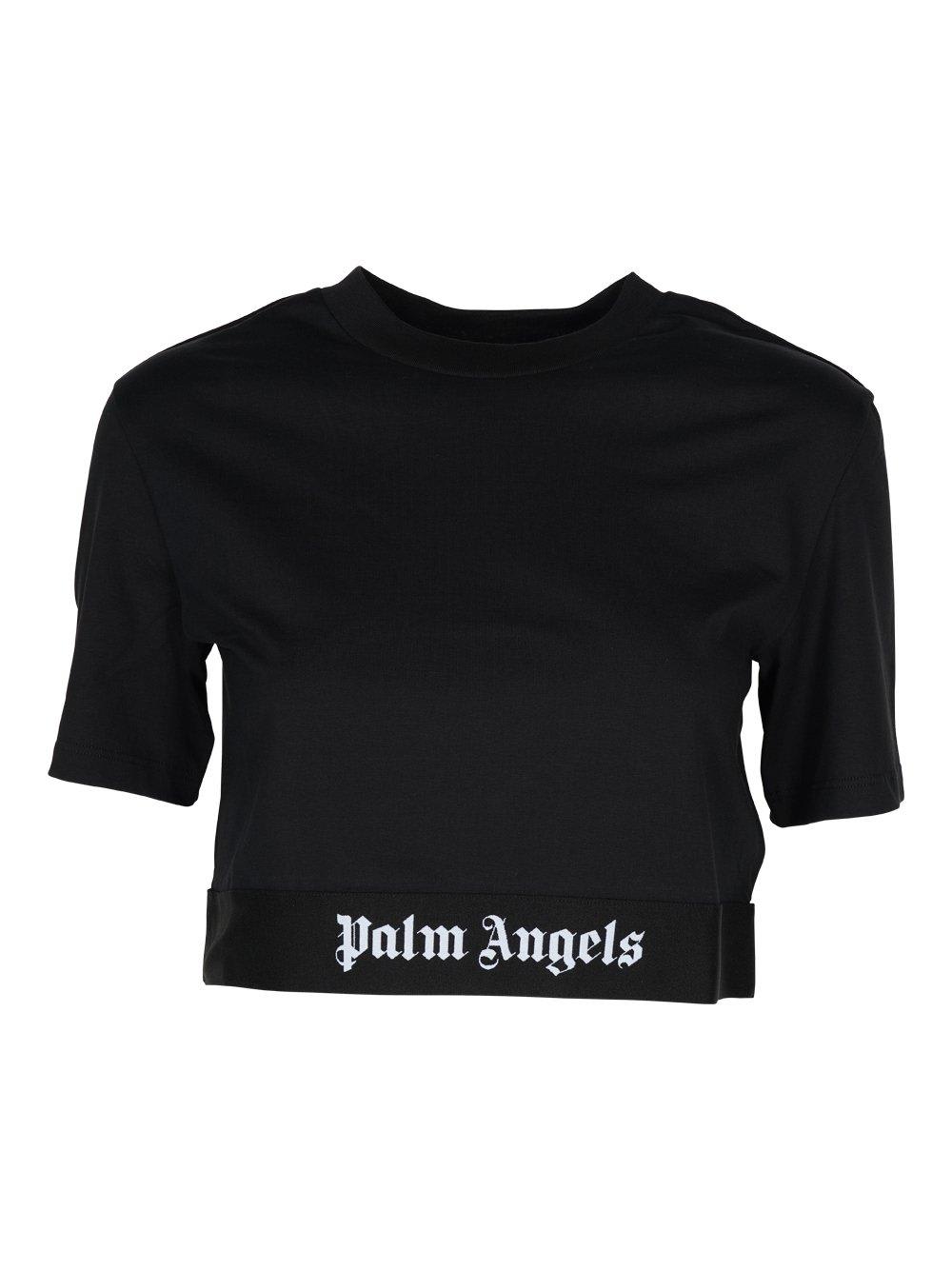 Palm Angels Logo Printed Cropped T-shirt