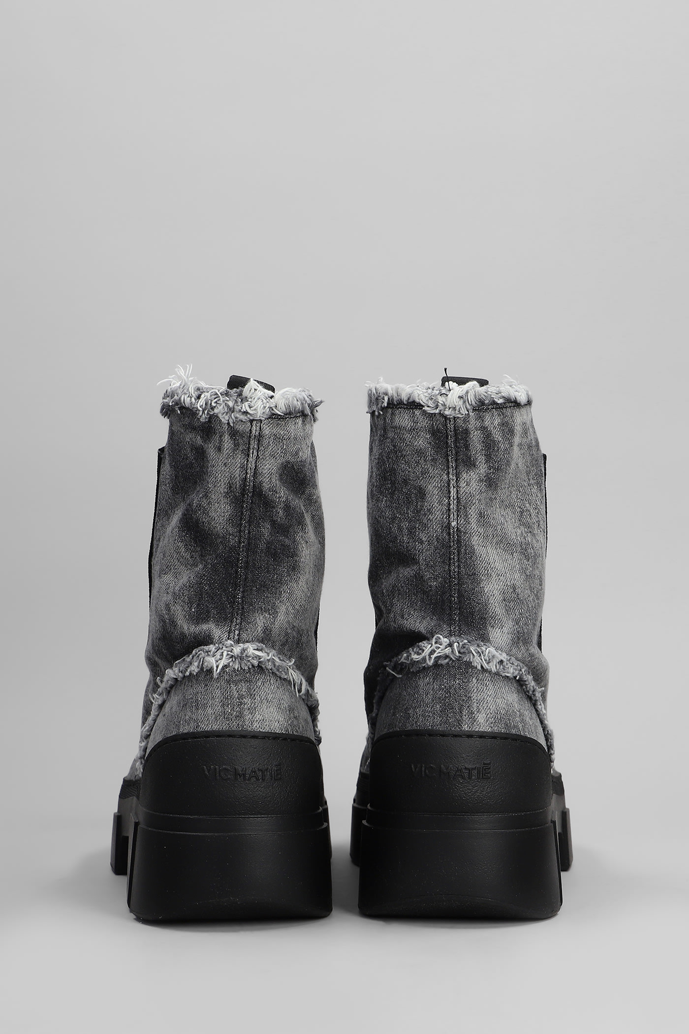 VIC MATIE DENIM 155 COMBAT BOOTS IN BLACK DENIM