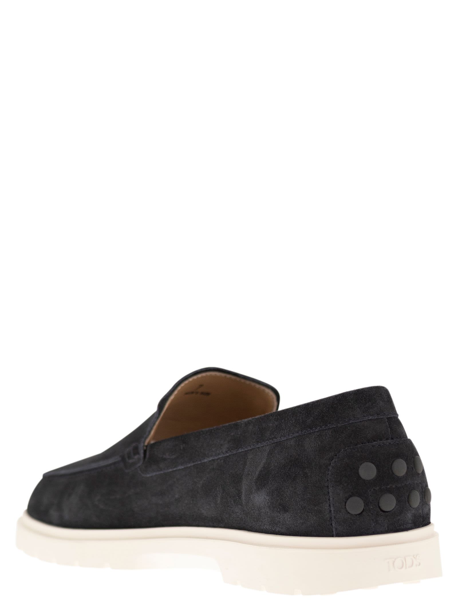 Shop Tod's Suede Slipper Moccasin In Blue