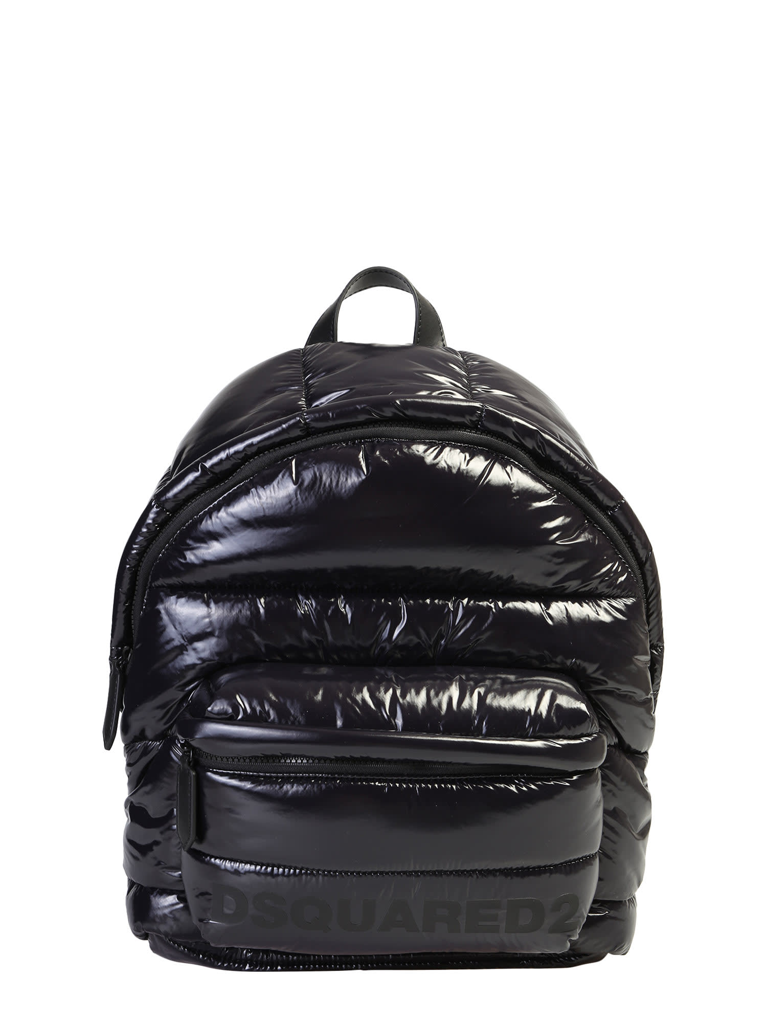 black branded backpack