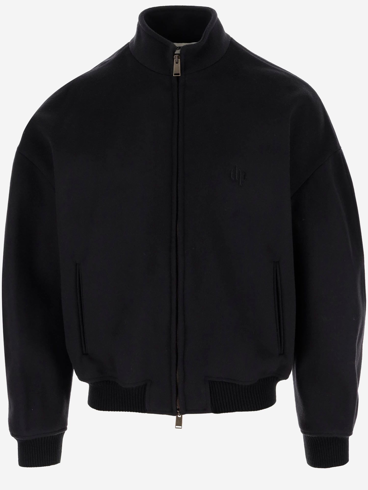 Shop Darkpark Wool Blend Jacket With Logo In Black