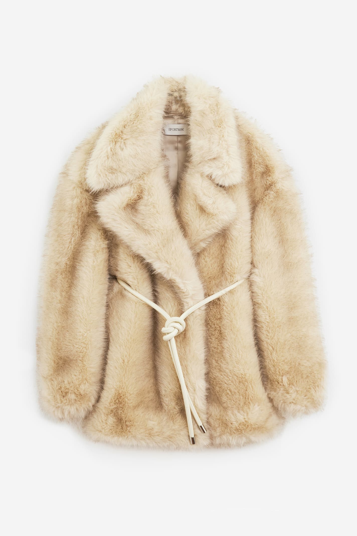 Sportmax Faux Fur Coat With Belt Rosaria In Brown