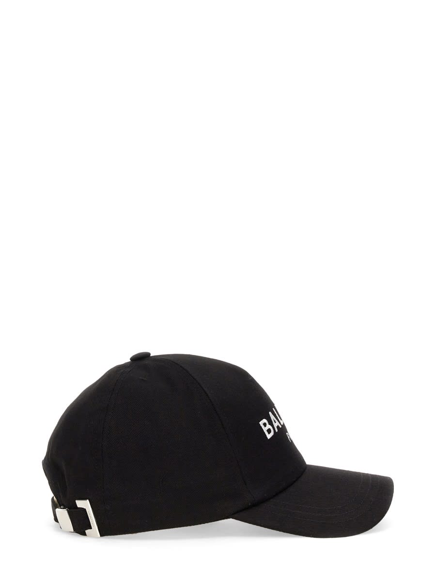 Shop Balmain Baseball Hat With Logo In Black