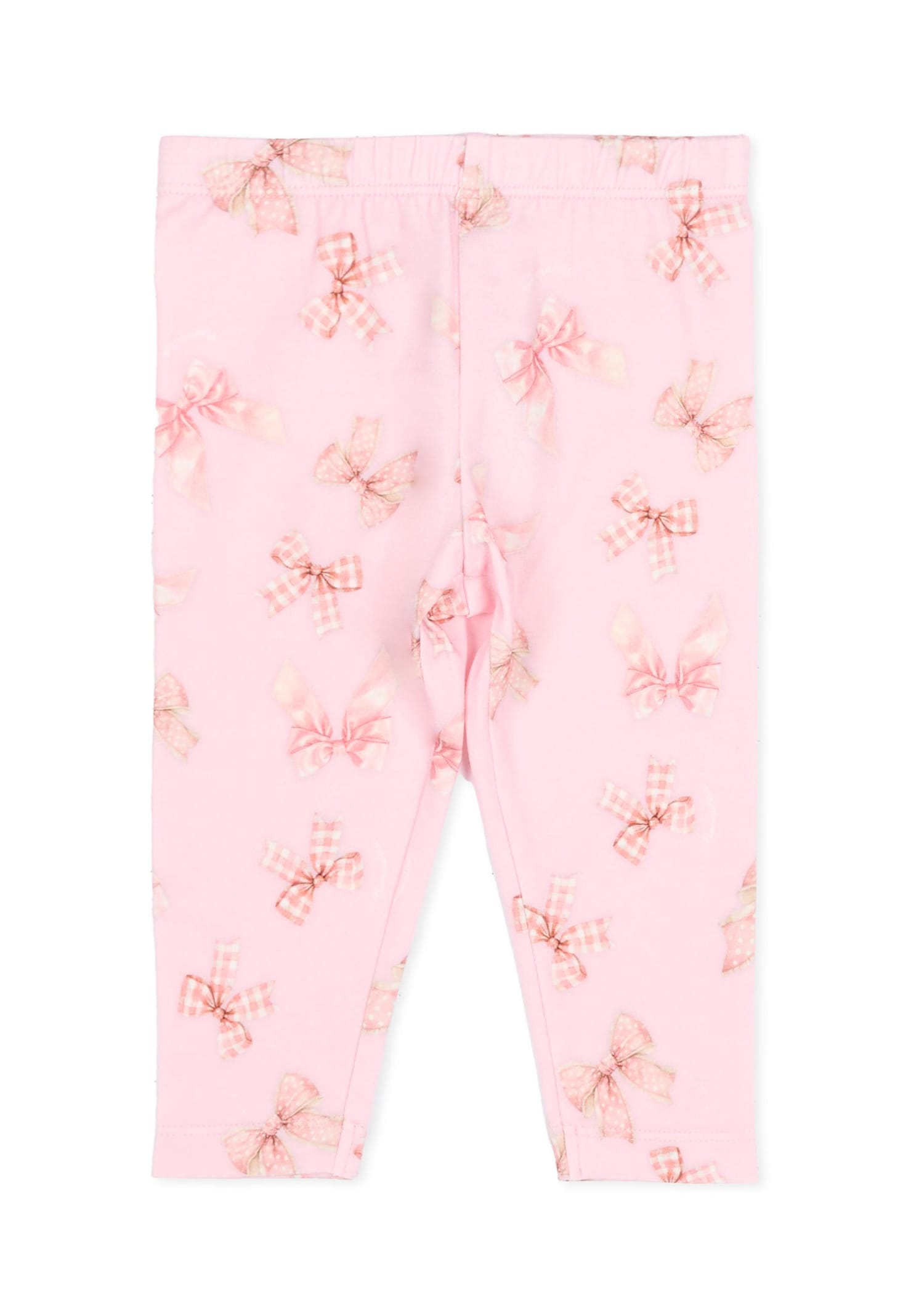 Monnalisa Pink Leggings For Baby Girl With Bows In Purple