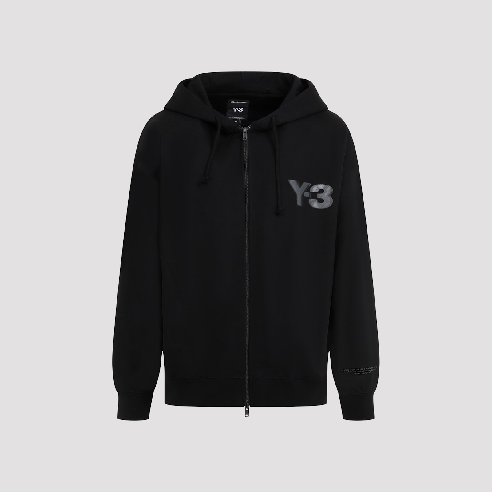 Shop Y-3 Logo Zip Hoodie In Black