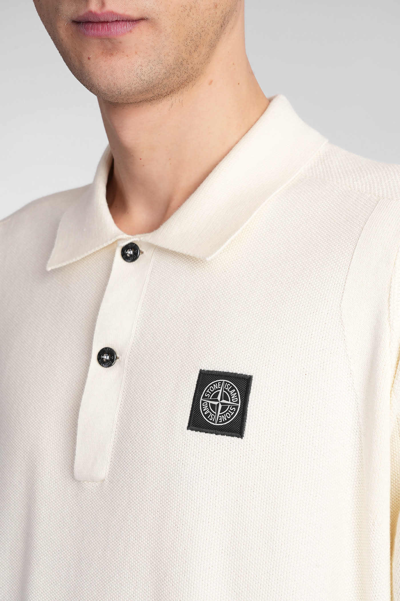 Stone Island Polo In Beige Cotton
